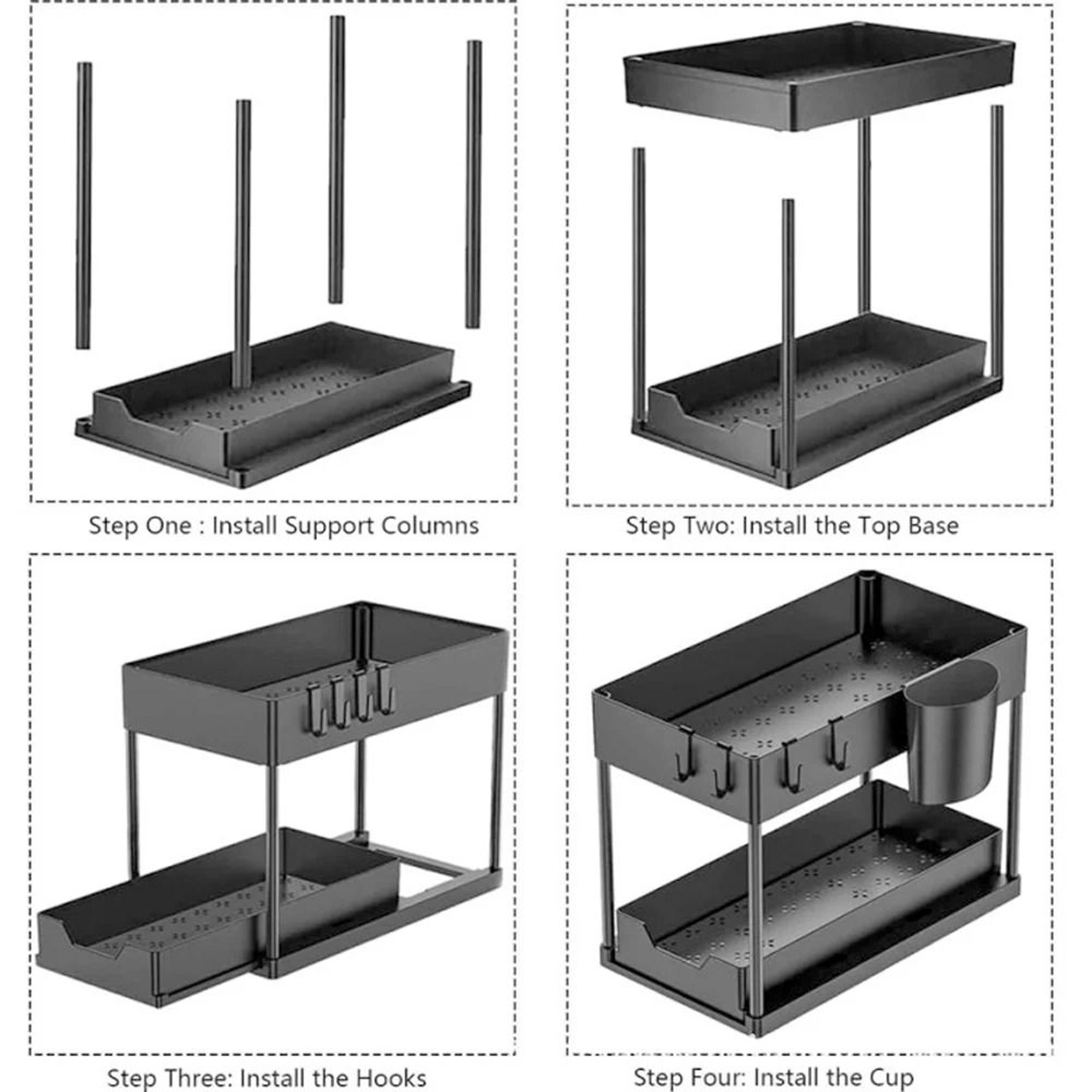 2Tier UnderSink SlideOut Cabinet Organizer And HeavyDuty Sliding Storage Basket Rack 6