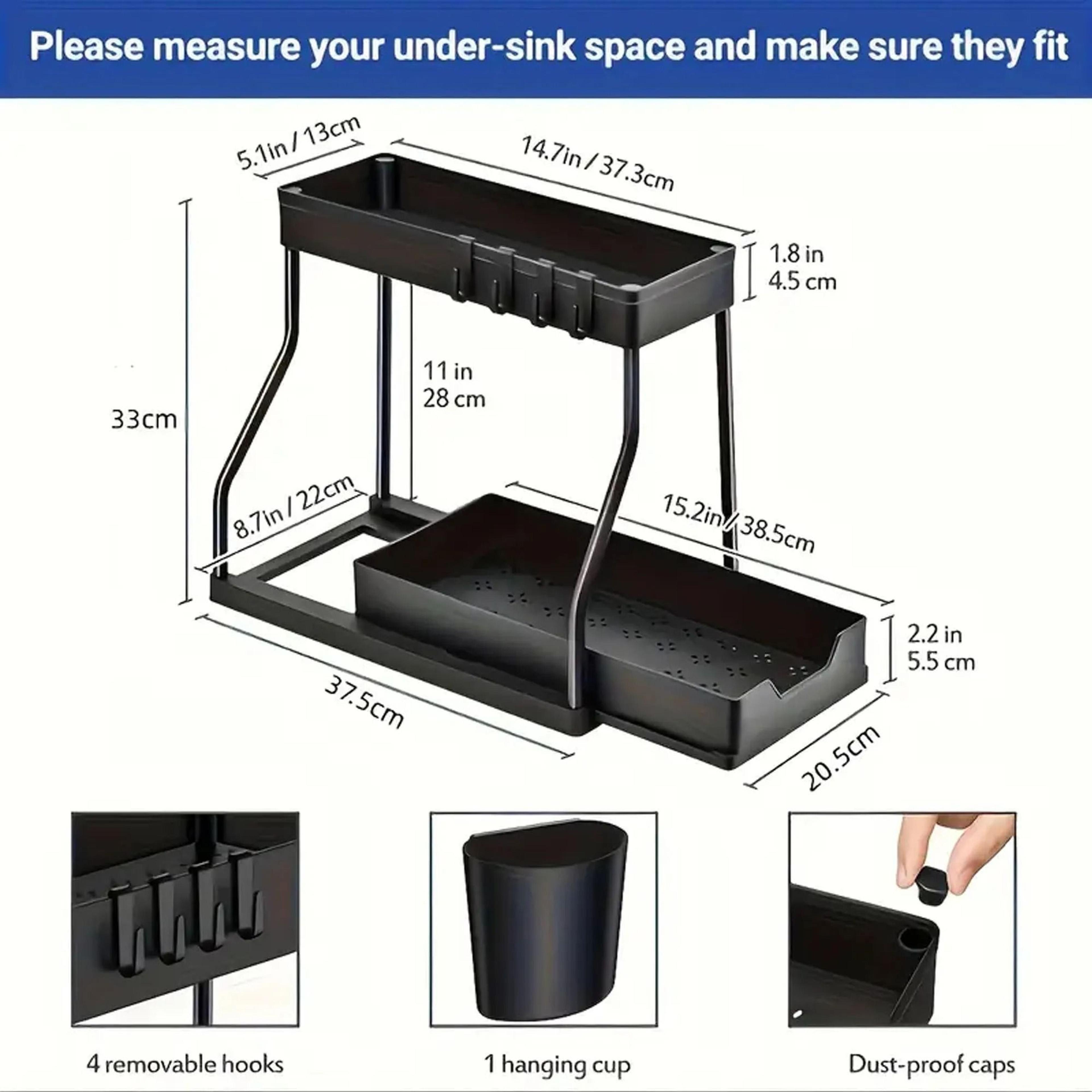 DoubleLayer PullOut Storage Rack And Multifunctional UnderSink Sliding Cabinet Organizer Drawer 3