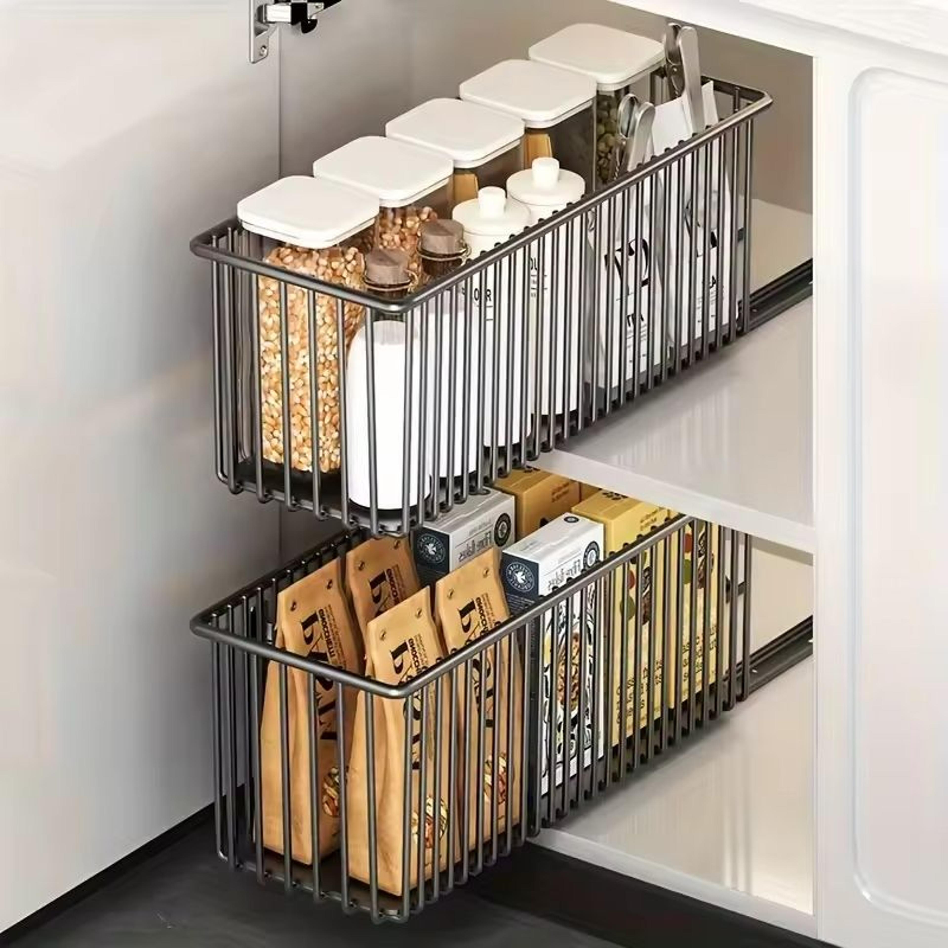 pull-out cabinet organizer basket & under-sink slide-out drawer