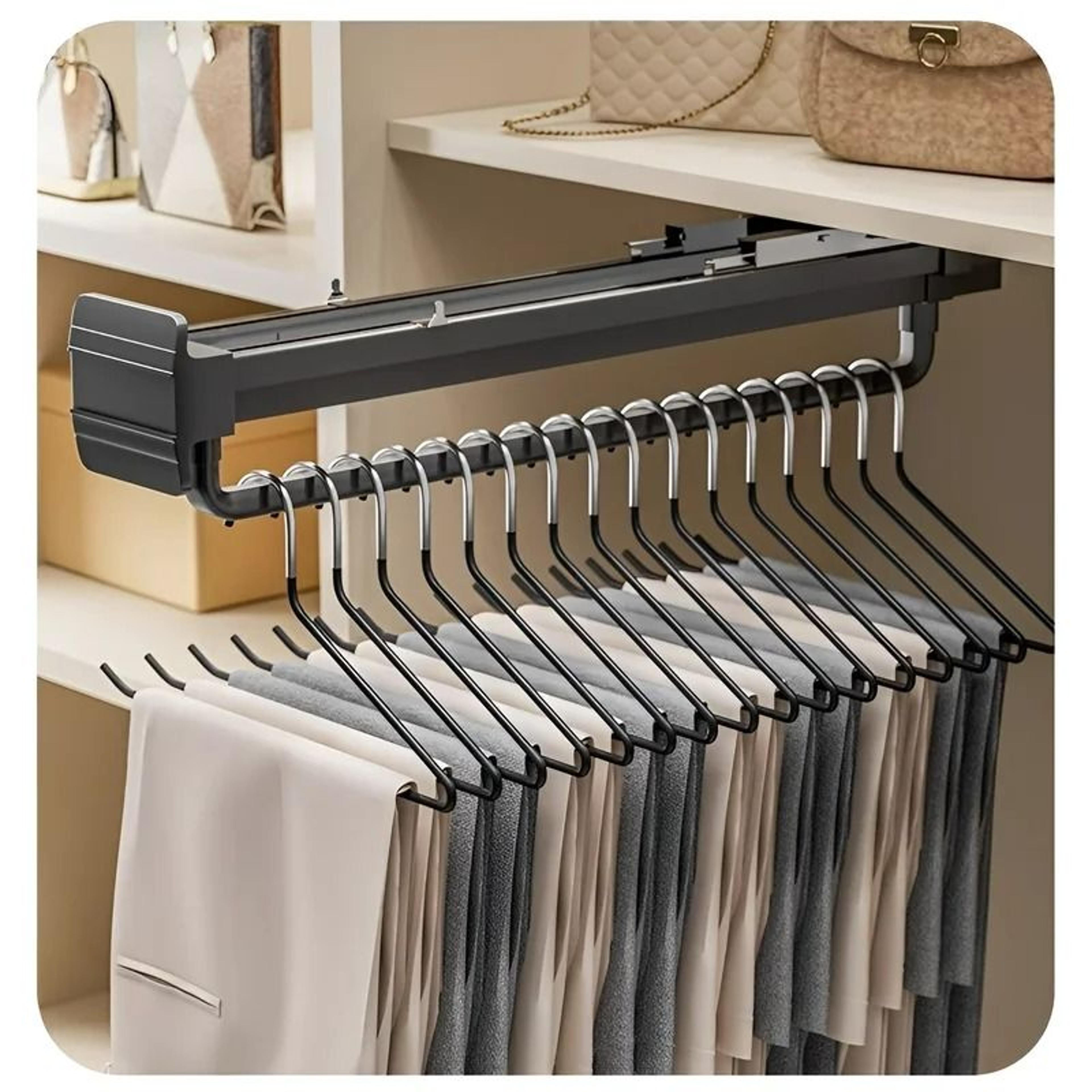 Retractable PullOut Wardrobe Clothes Hanger  Telescopic Garment Rod 4