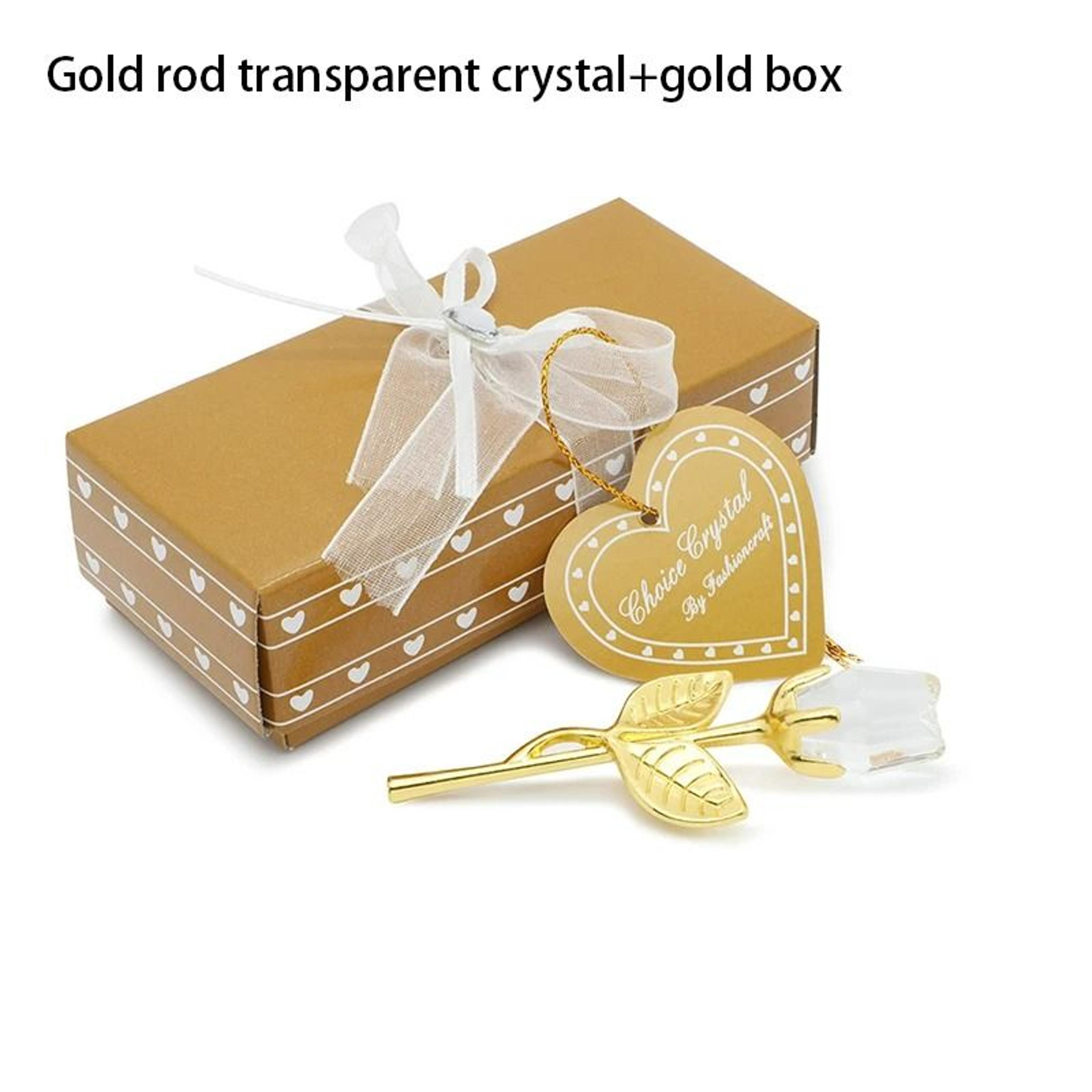 Crystal Rose Artificial Flower  Metallic Stem Craft 12