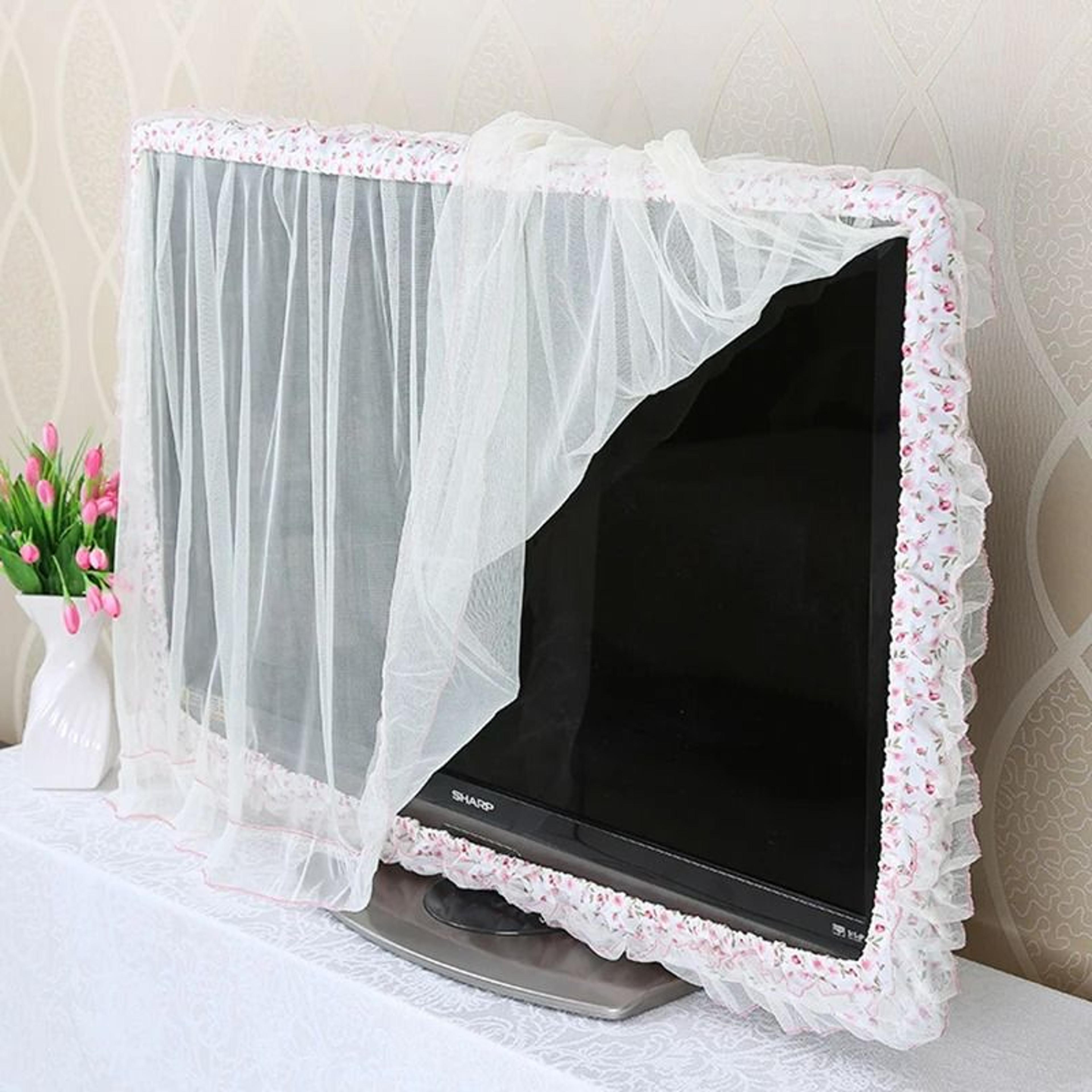 Lace Fabric TV  Monitor Dust Cover With Flip Screen Feature 5