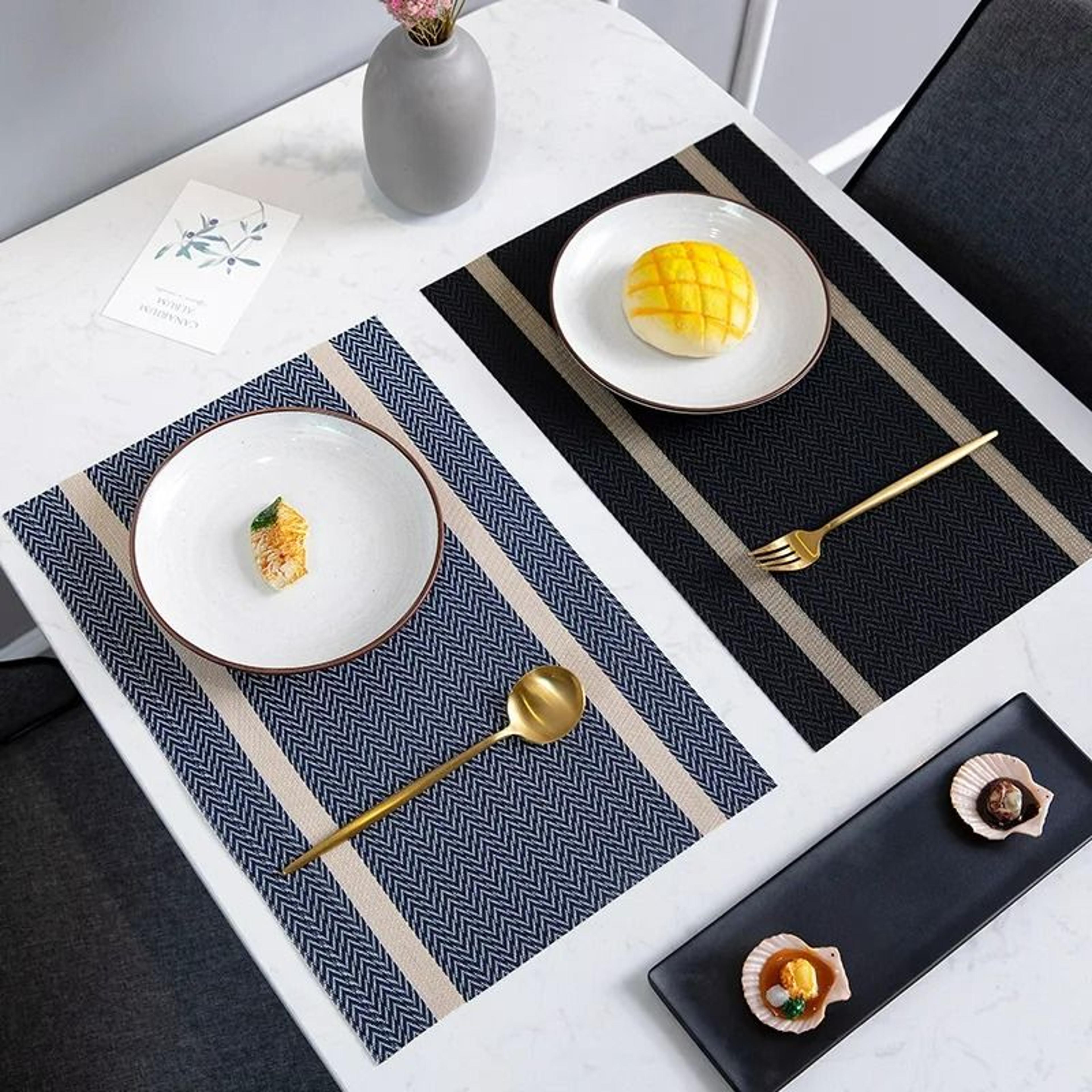 Striped Woven PVC Waterproof Placemat  Table Mat 2