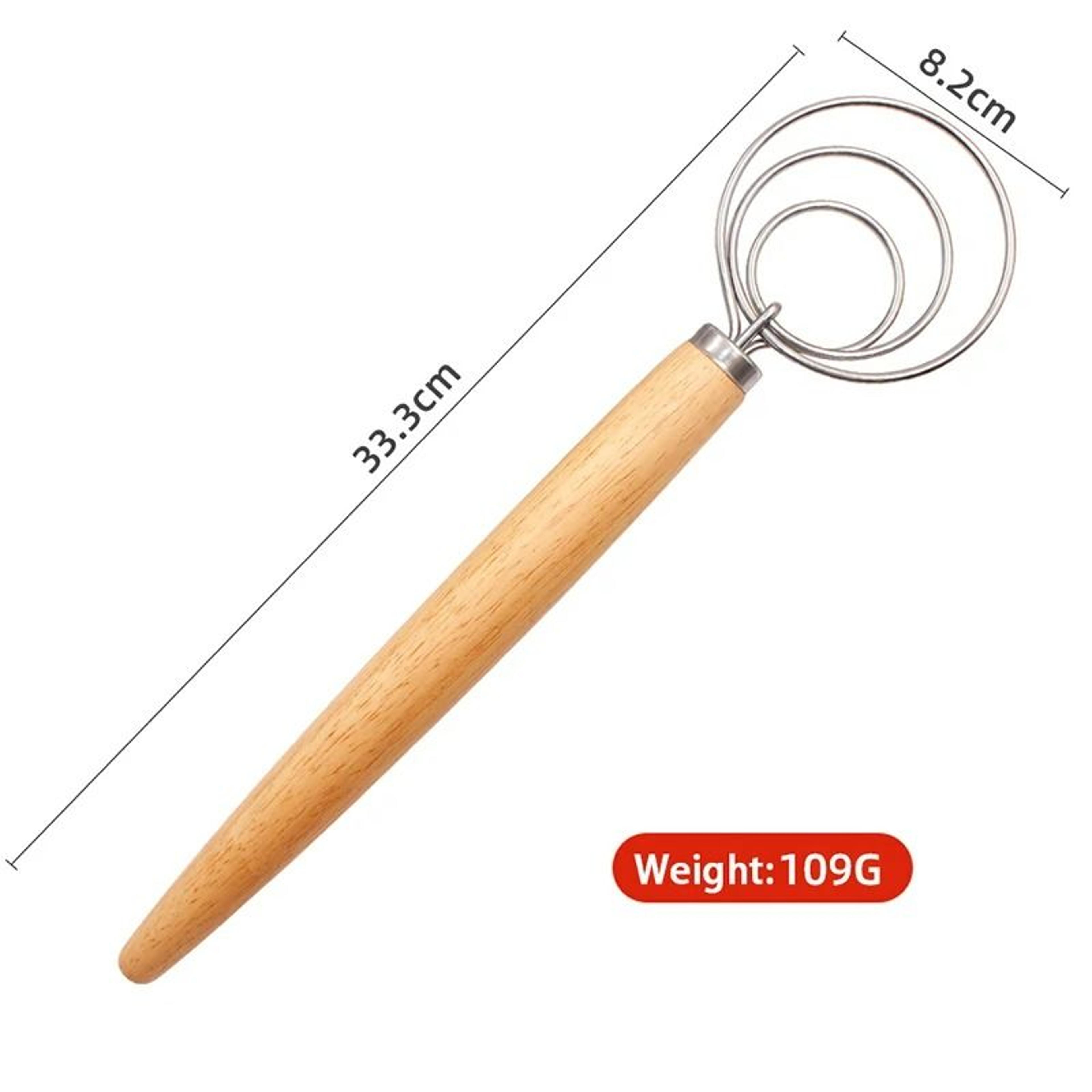 13Inch Oak Handle Danish Dough Whisk  Mixing Rod 9