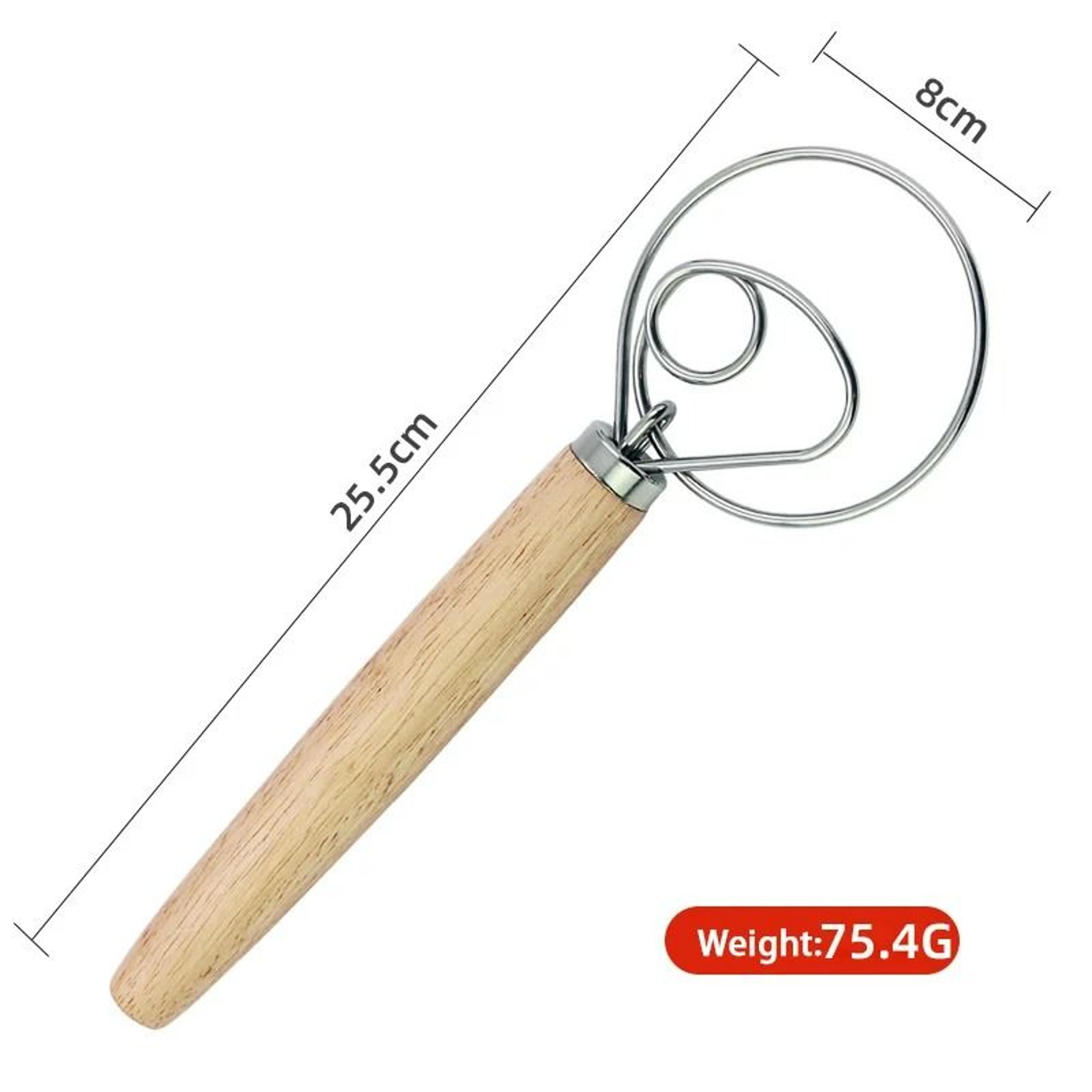 13Inch Oak Handle Danish Dough Whisk  Mixing Rod 6