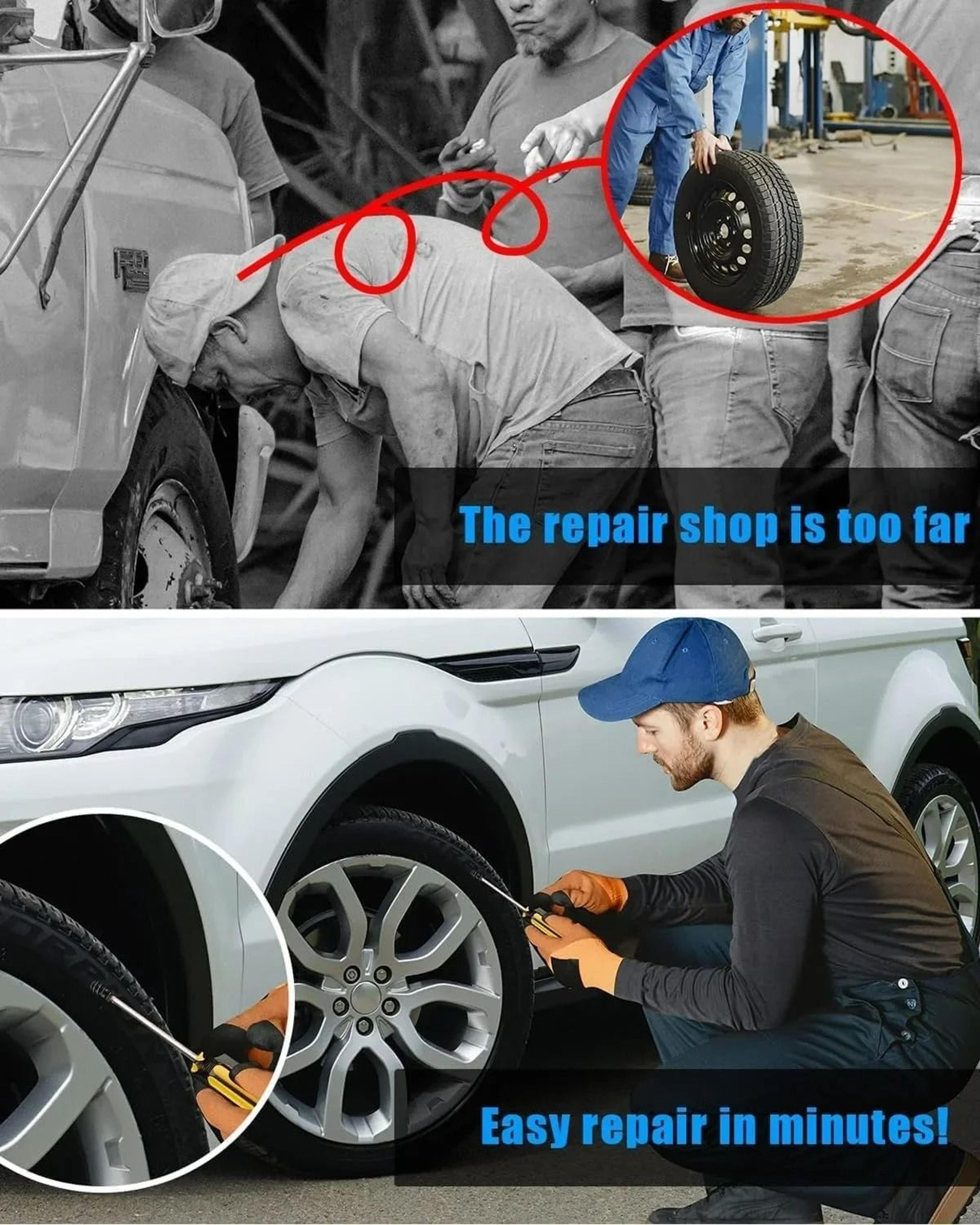 HeavyDuty Tubeless Tire Vacuum Repair Nail Kit 4