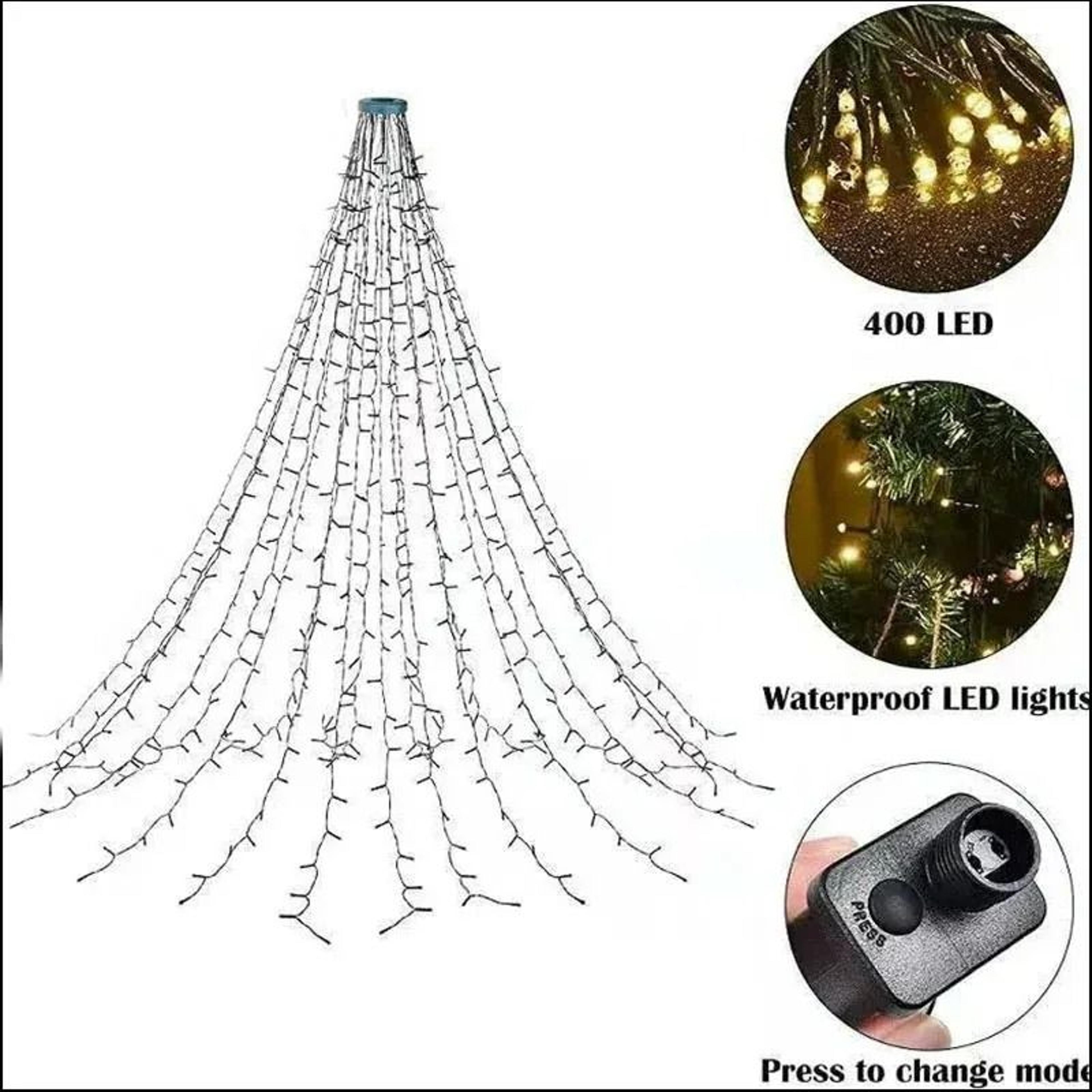 400 led christmas tree topper star waterfall lights