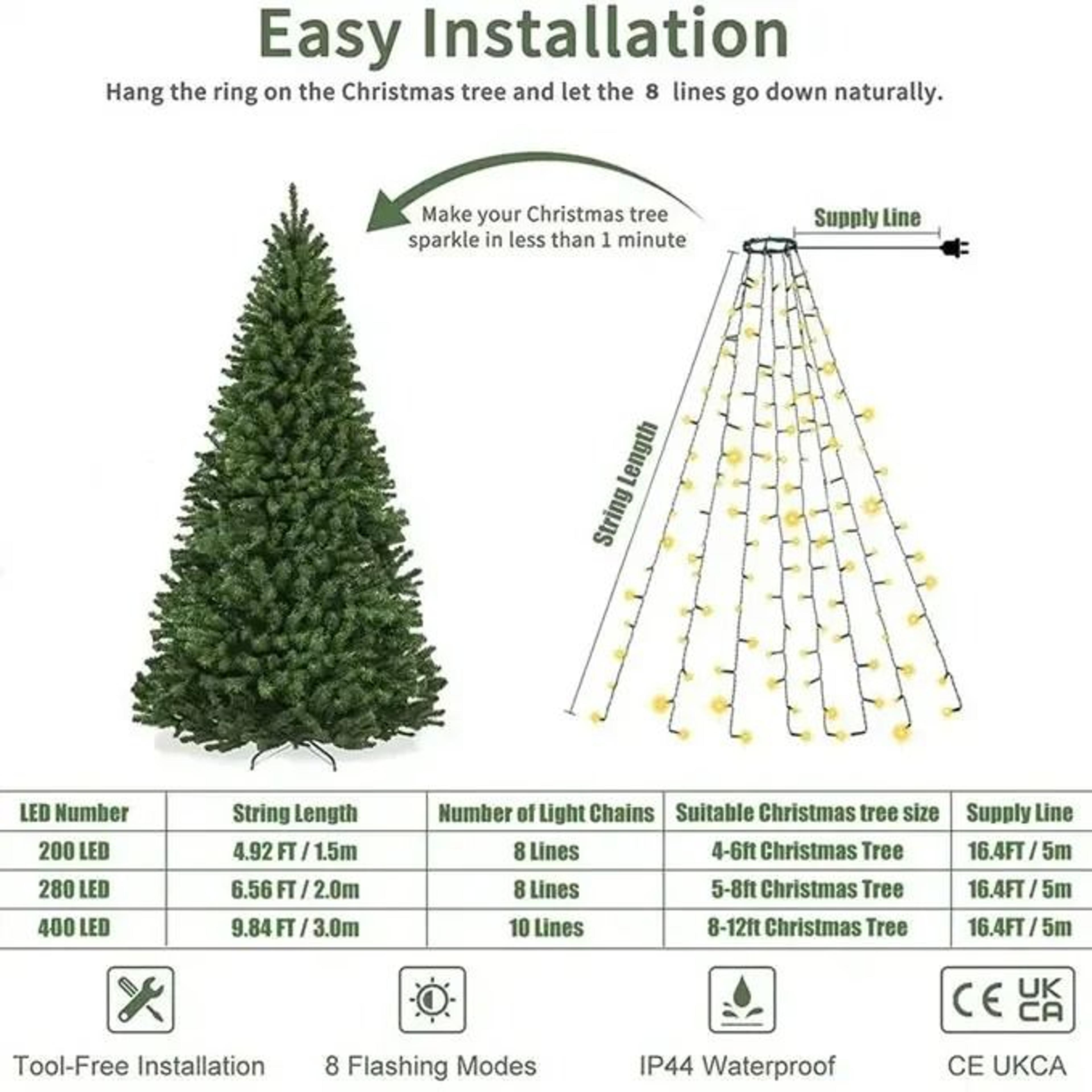 400 LED Christmas Tree Topper Star Waterfall Lights 4