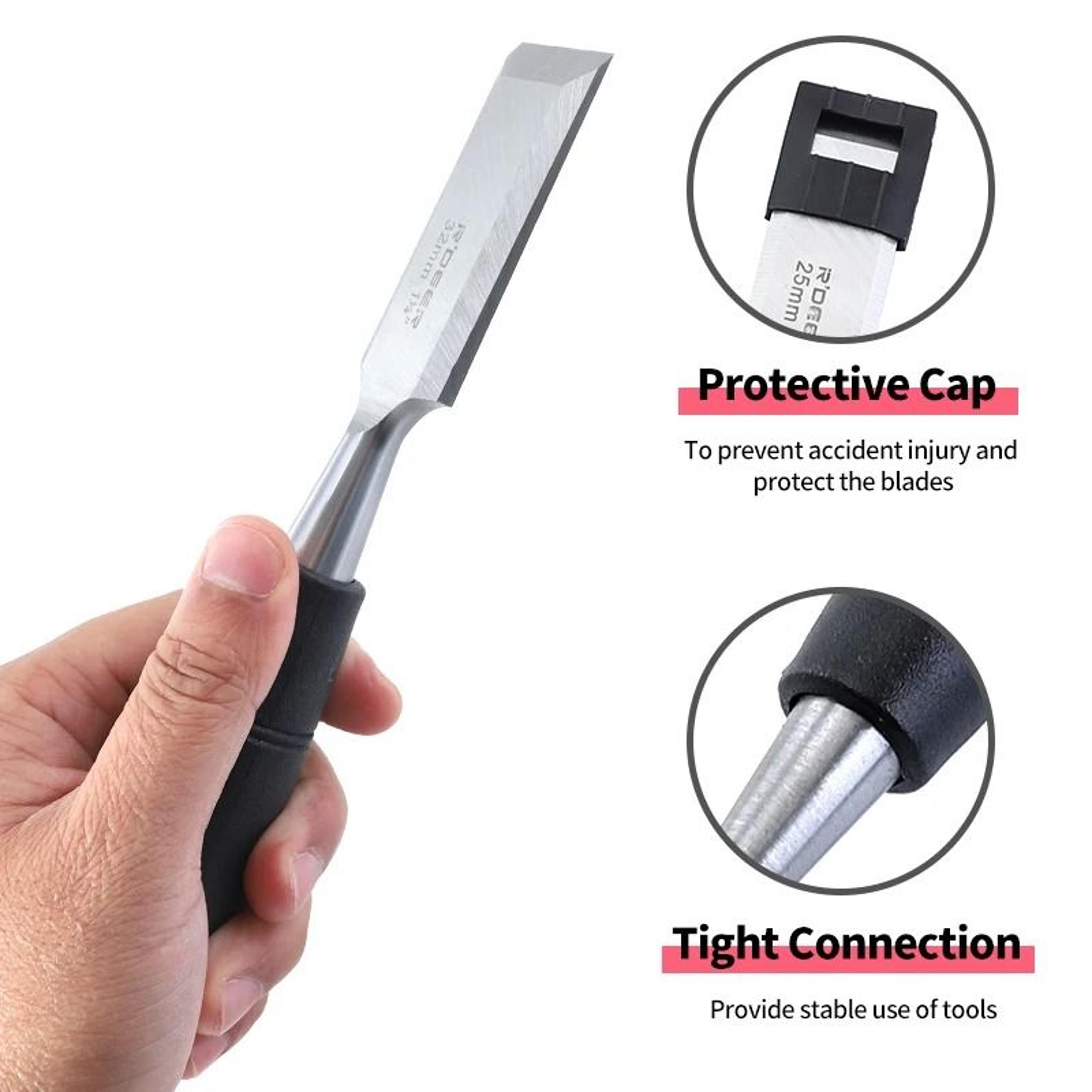 75Inch Carbon Steel Wood Chisel With StrikeCap Hammer End 4