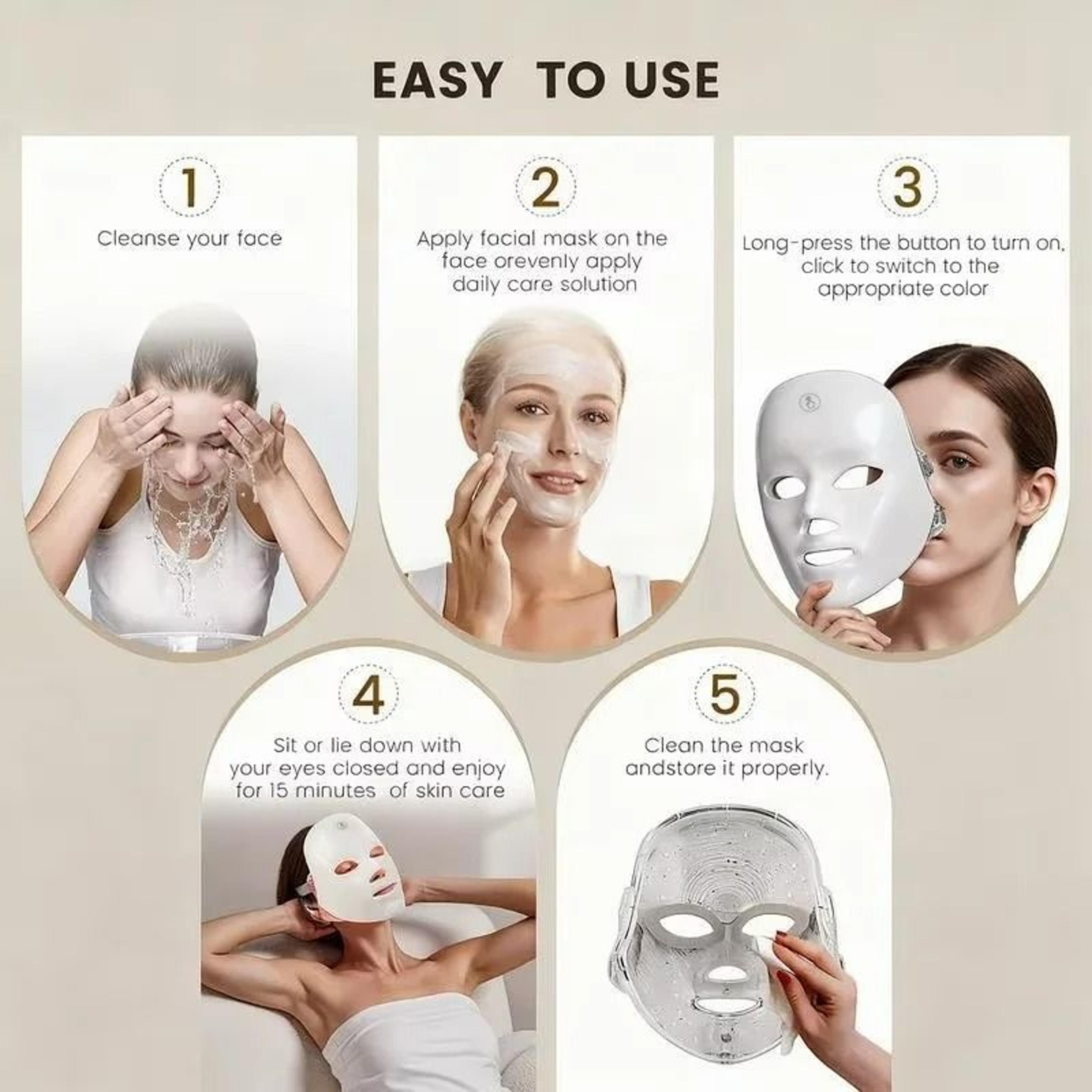 7Color Portable Wireless LED Facial Care Mask 3