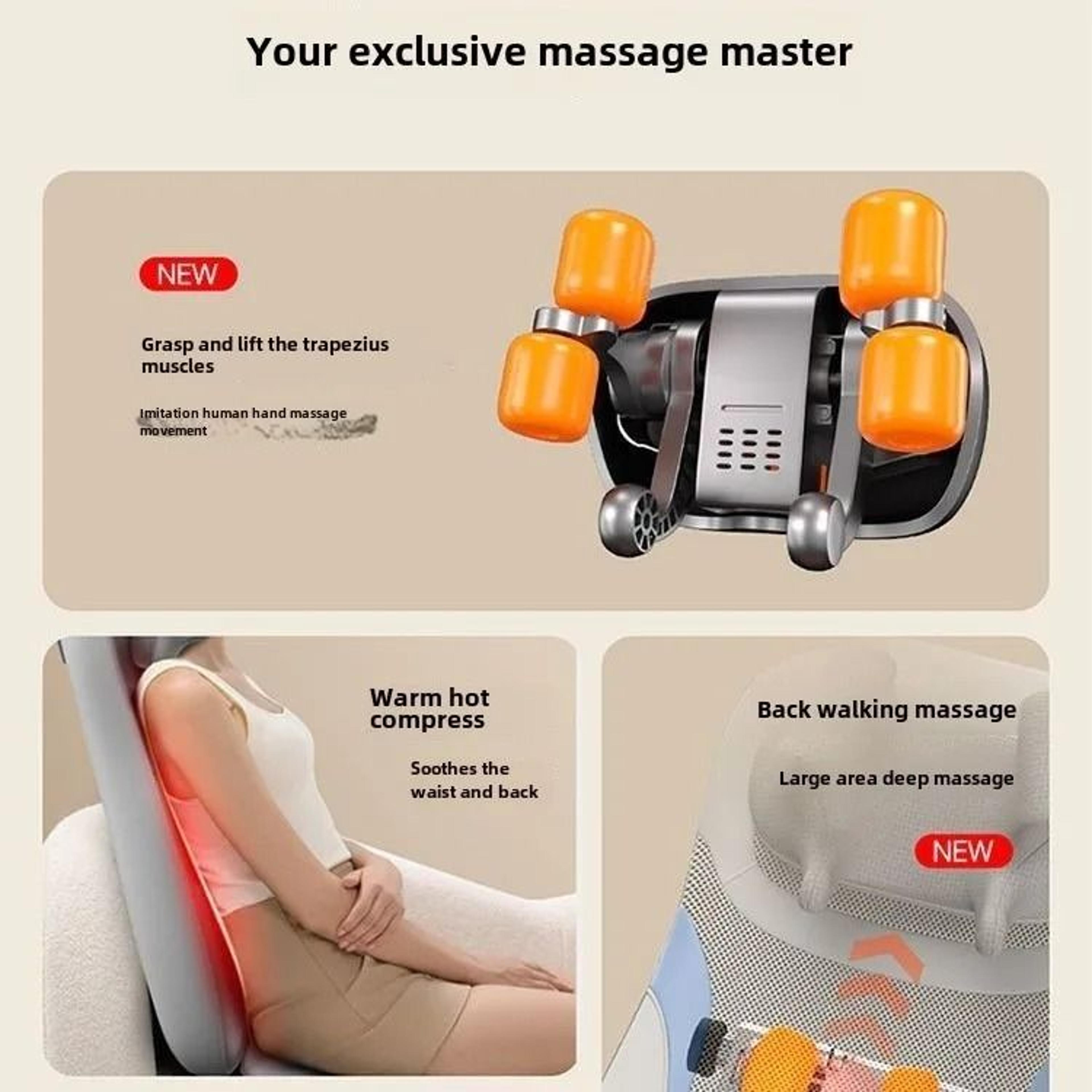 5Vibration Waist  Hips Electric Back Massager Chair Cushion With Shiatsu  Heat 1