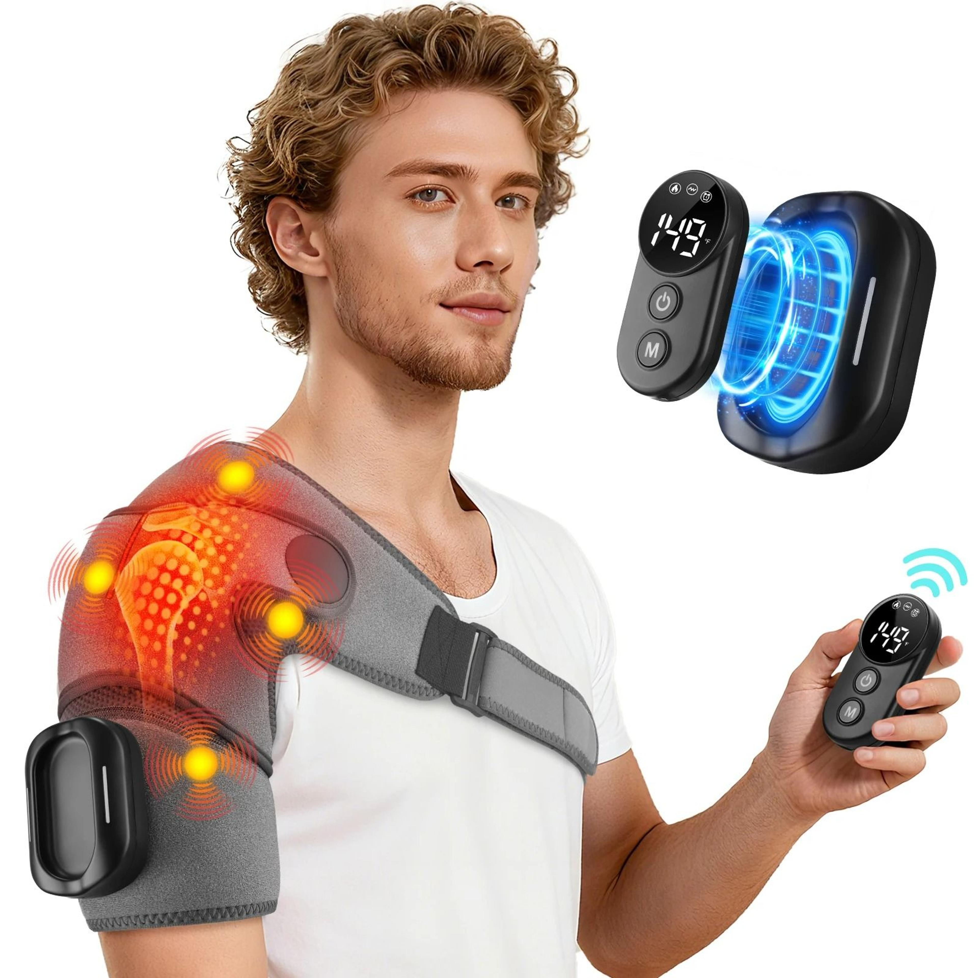 electric cordless heated shoulder wrap massager with wireless remote control (5000mah)