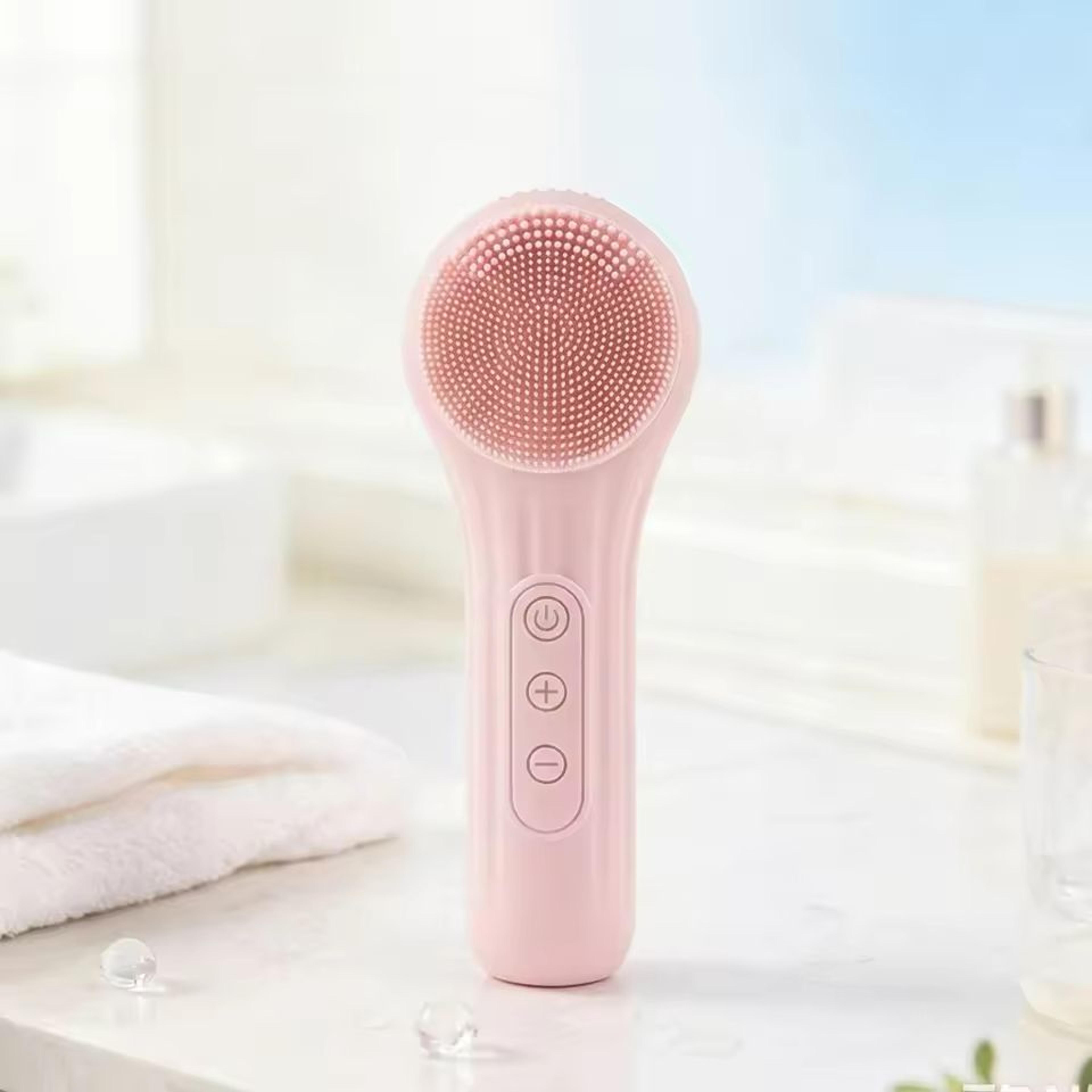 Silicone Electric Sonic Facial Cleanser Brush With Heat Massage 7