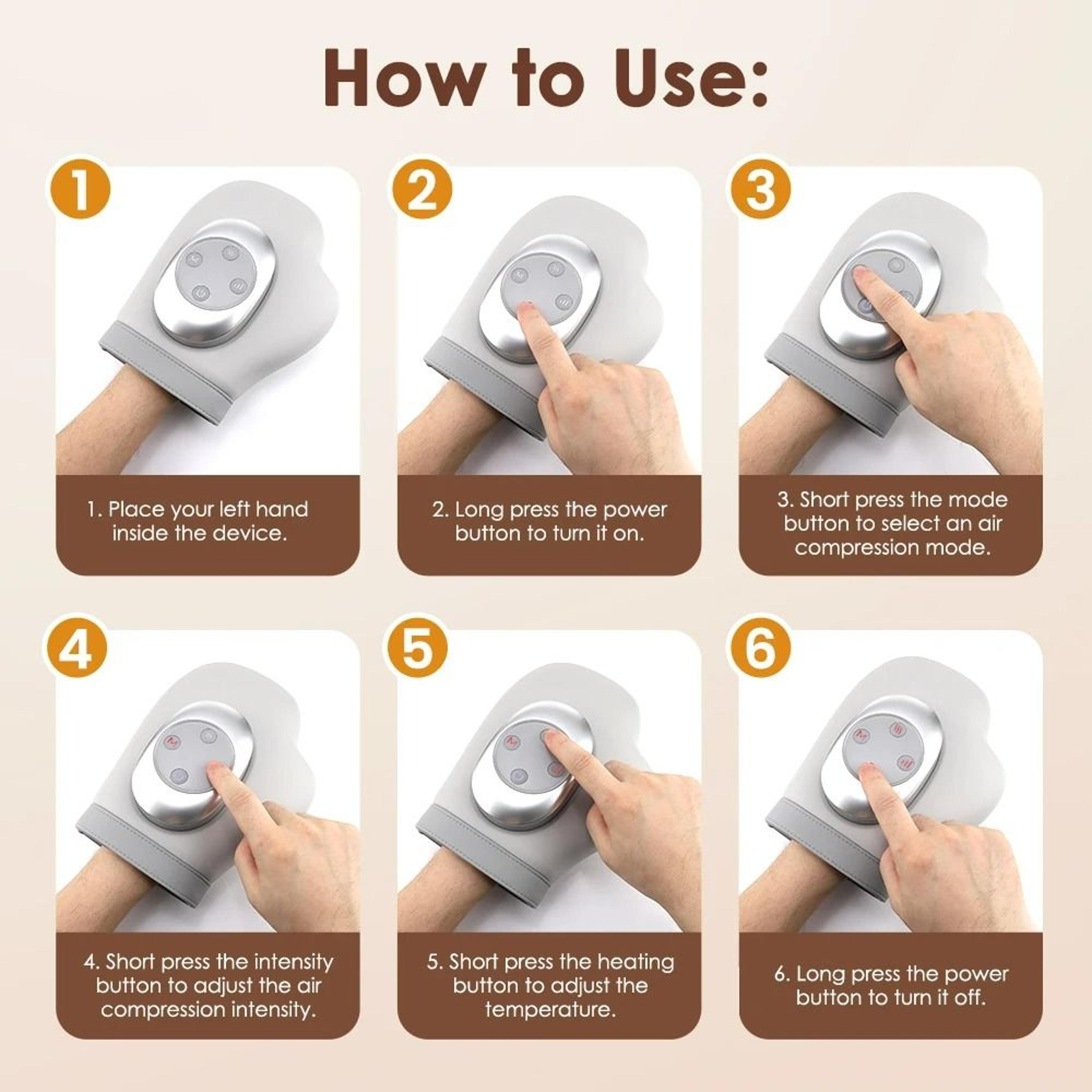 Hot Electric Air Compression Hand Massager With Heat  Shiatsu Finger Relaxation 5