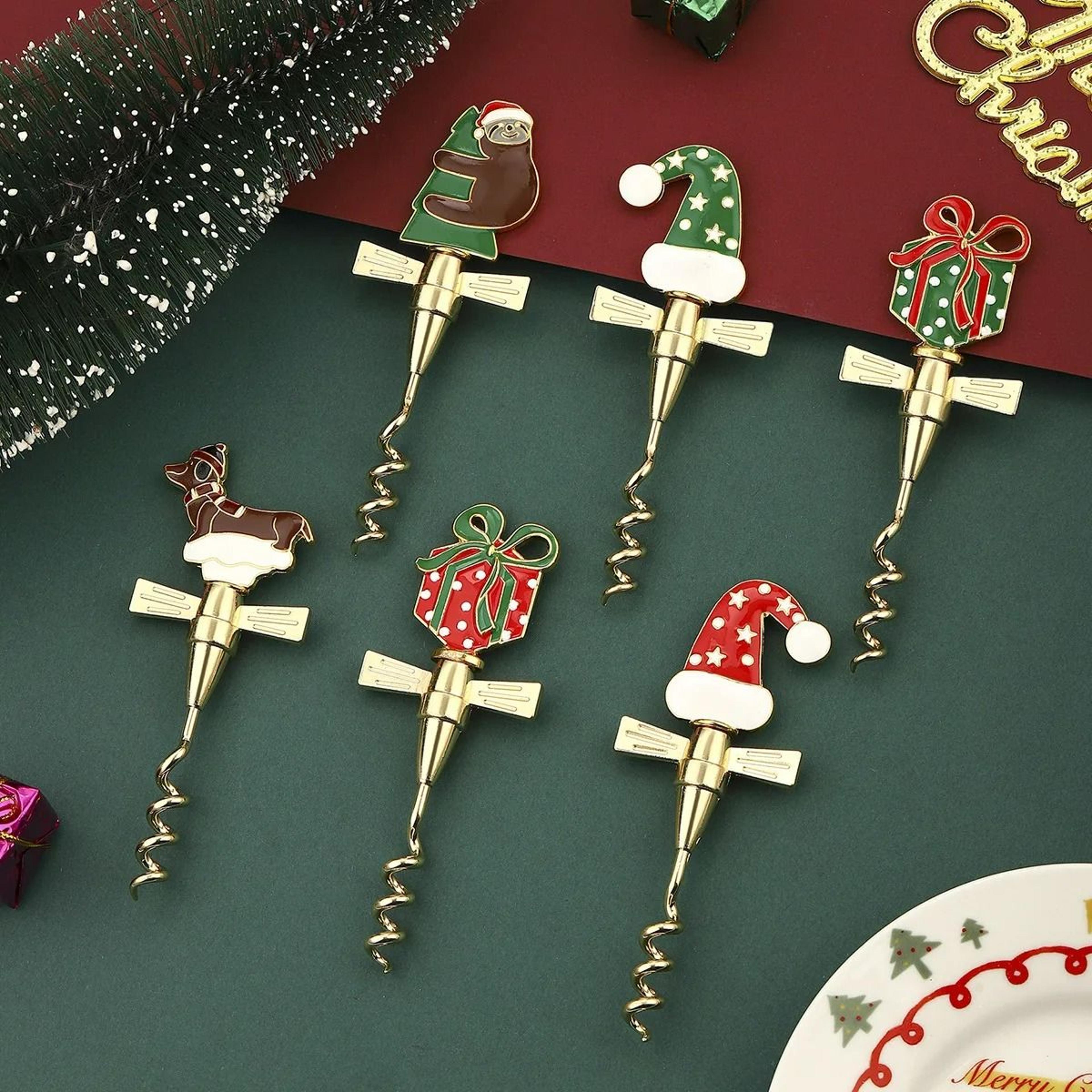 Christmas Festive Bear  Puppy Wine Bottle Opener Corkscrew 3