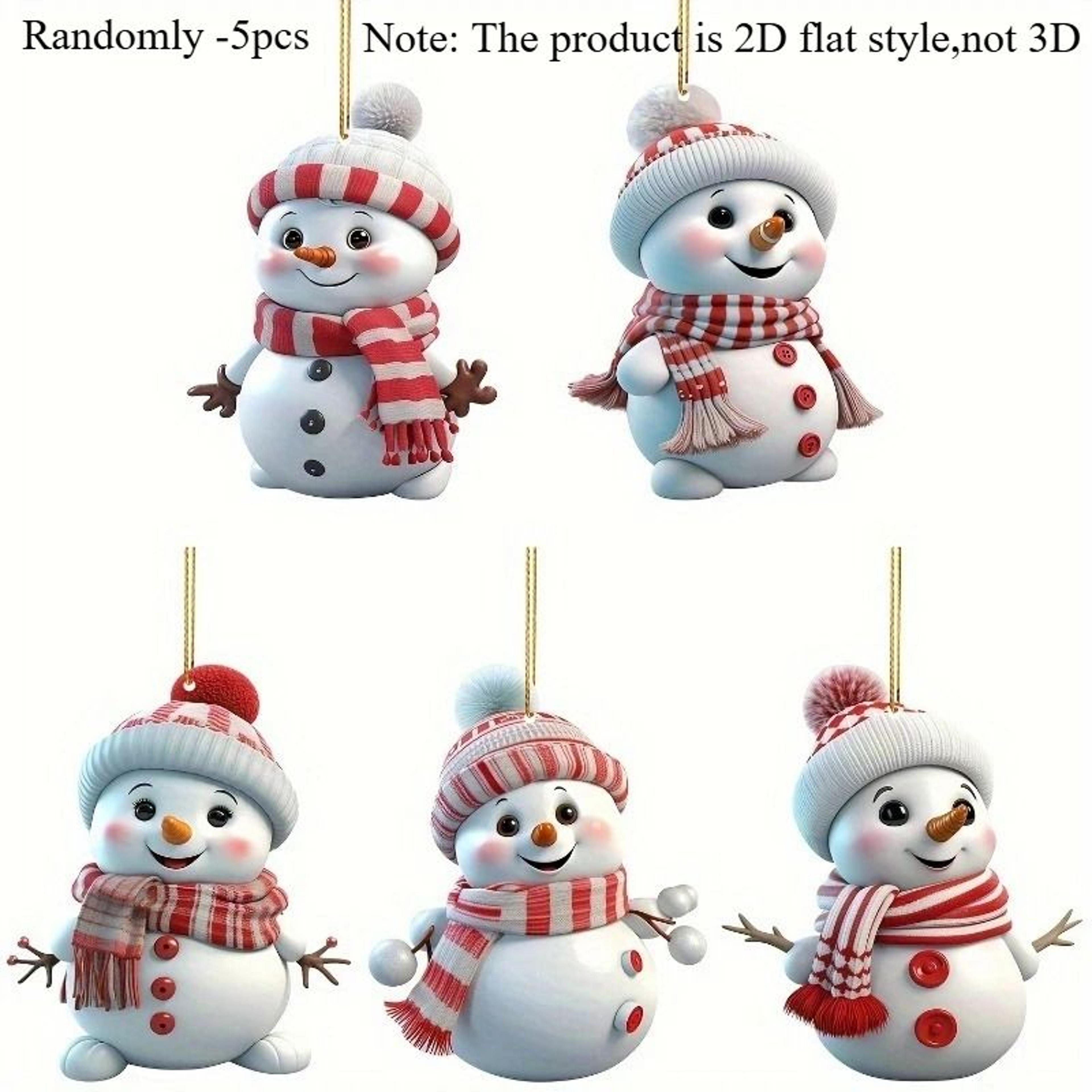 5Pcs Acrylic Snowman Christmas Tree Hanging Ornaments 5