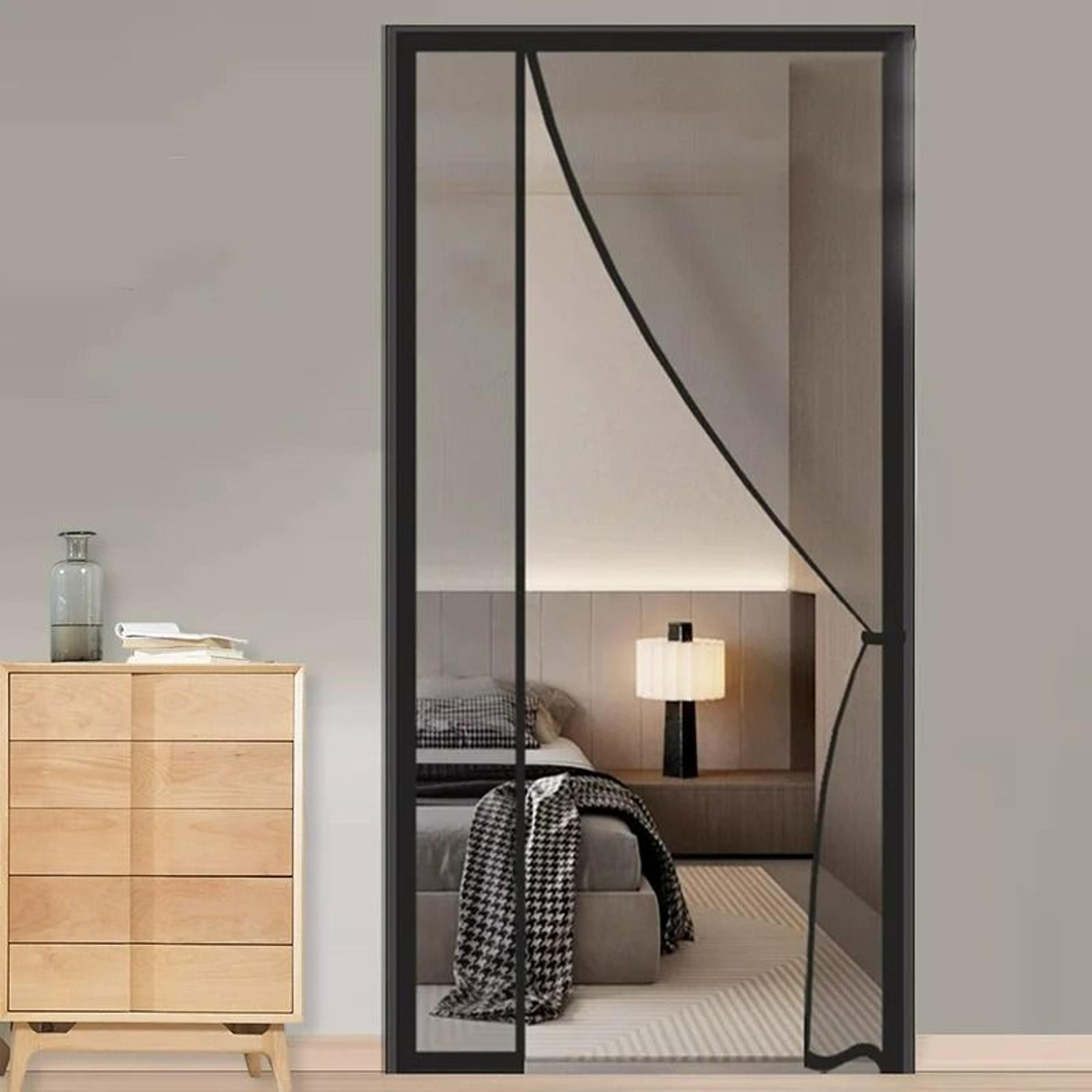 black side opening magnetic fiberglass door screen mesh