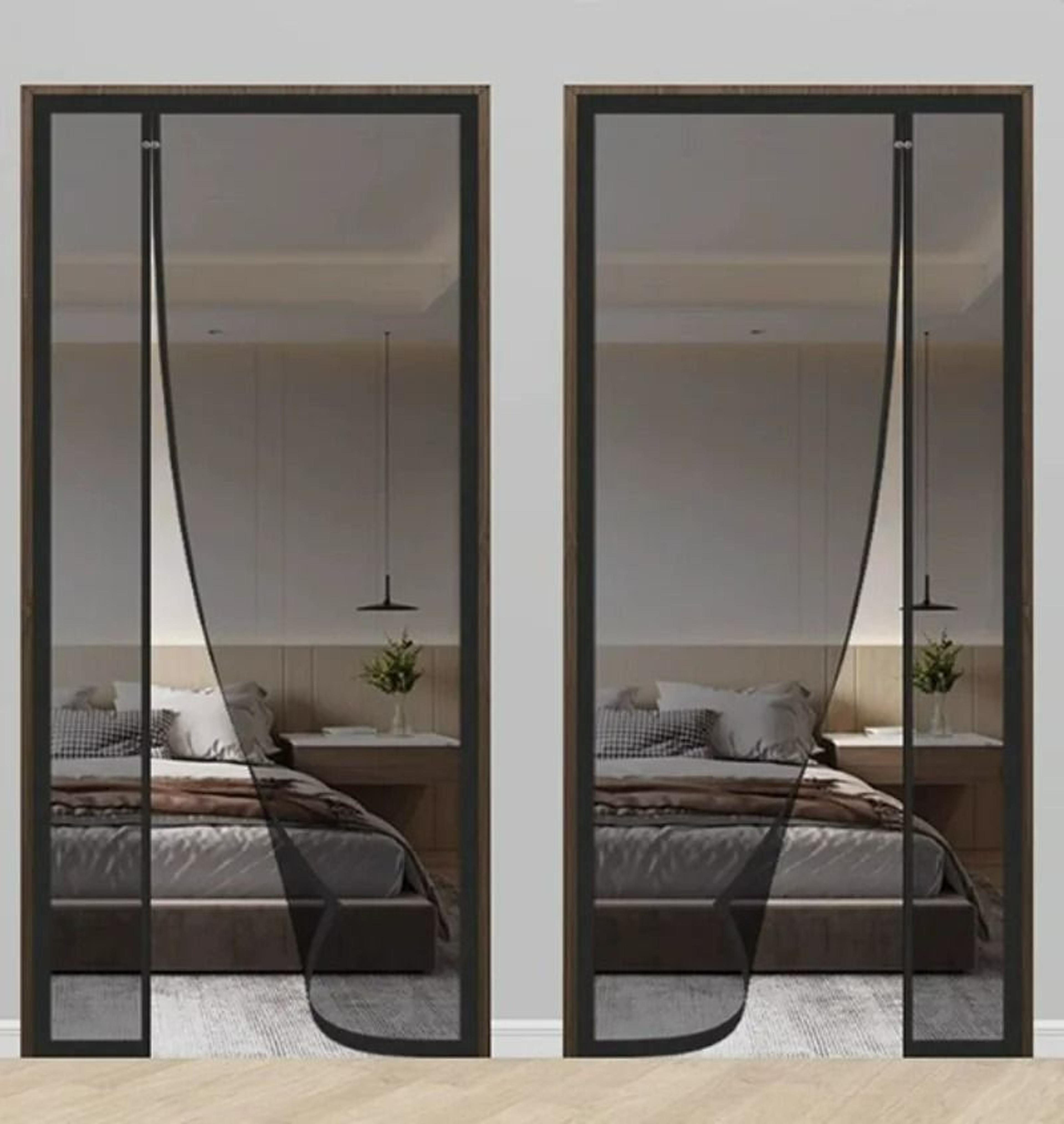 Black Side Opening Magnetic Fiberglass Door Screen Mesh 2