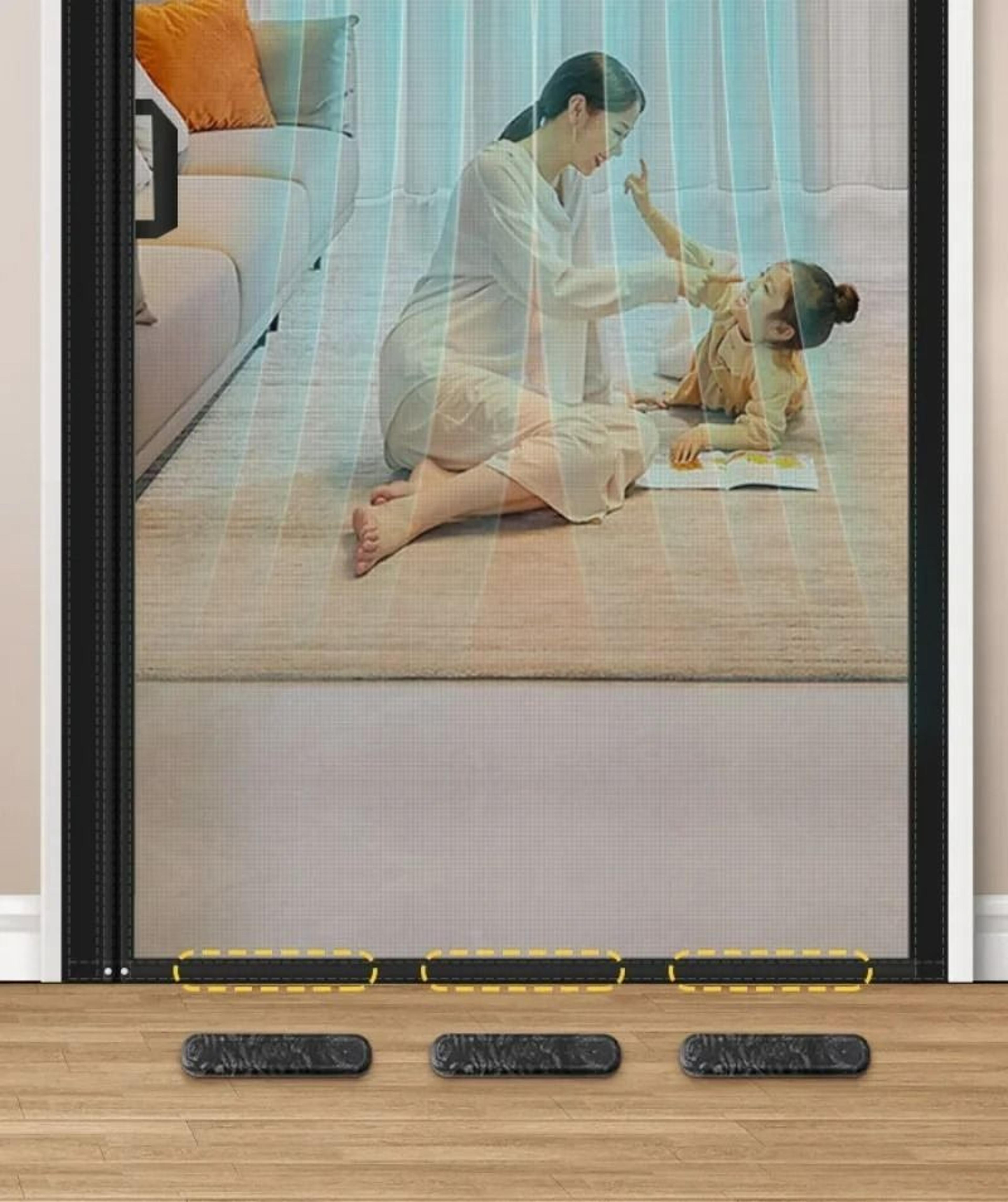 Elite Black Side Opening Magnetic Fiberglass Door Screen Mesh 4