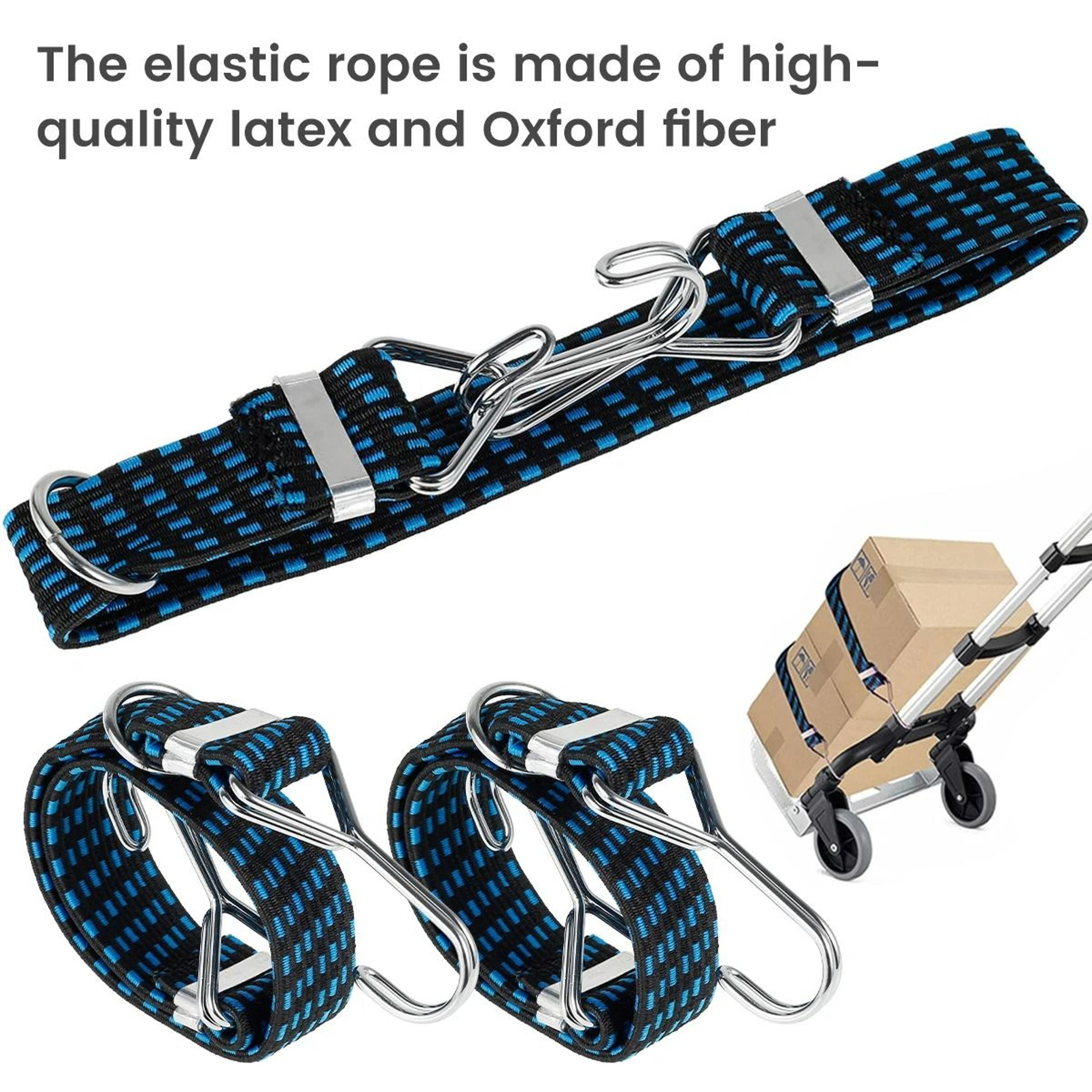 4Piece HeavyDuty Flat Bungee Cords With Steel Core Hooks 1