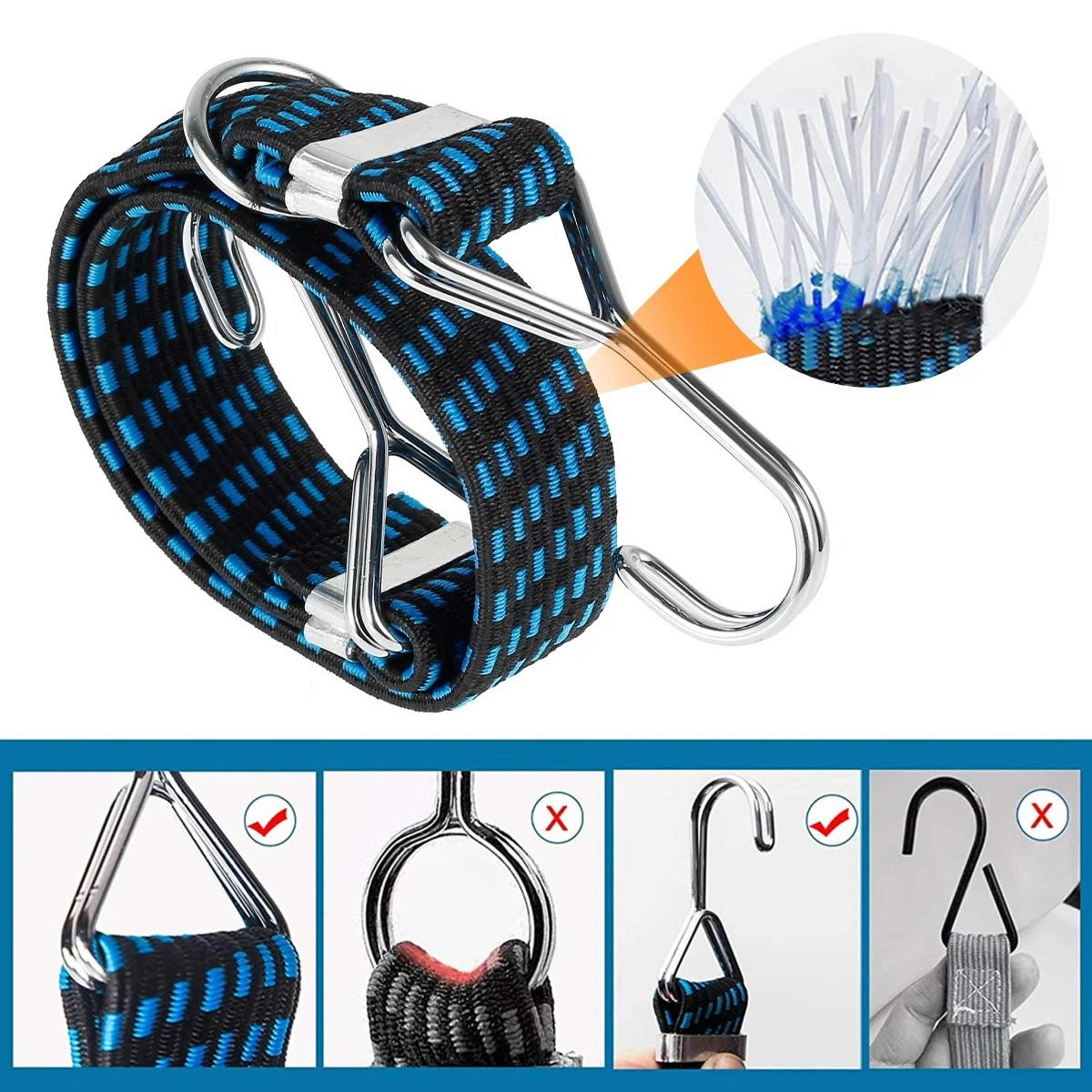 4Piece HeavyDuty Flat Bungee Cords With Steel Core Hooks 2