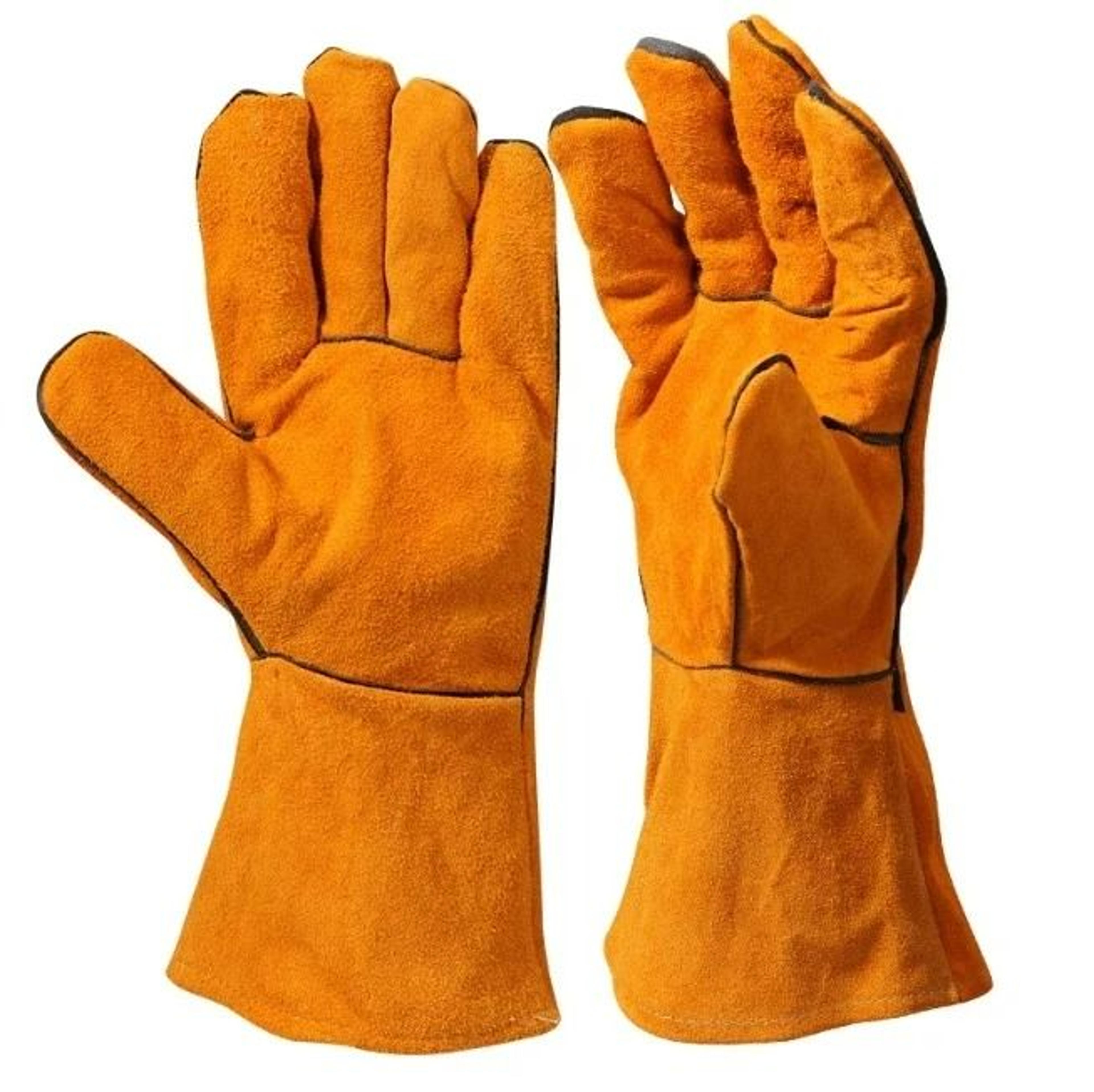 heat resistant leather bbq and welding gloves heavy duty grill safety gloves