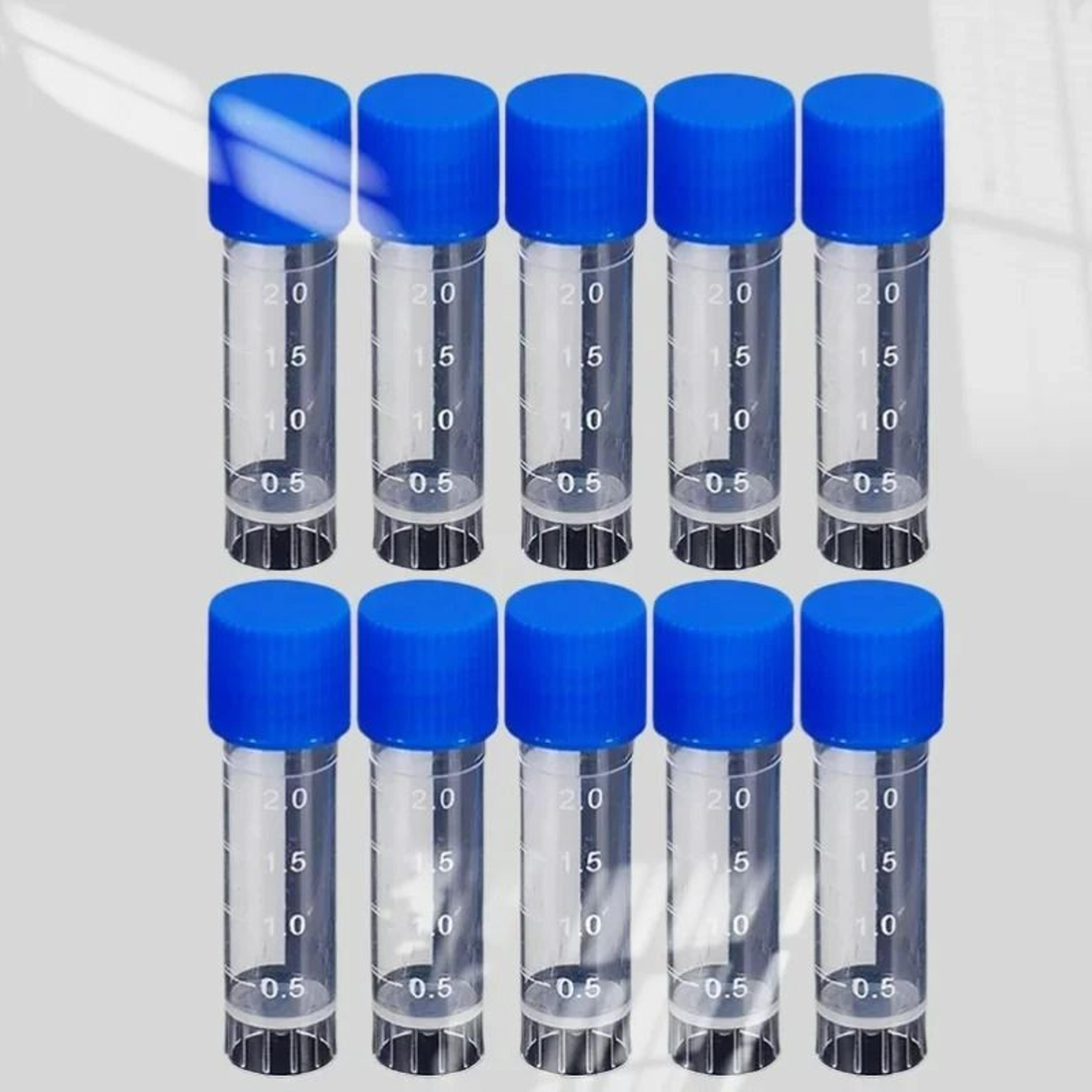 10 piece clear plastic sample vials 2 ml laboratory test tubes with sealing caps