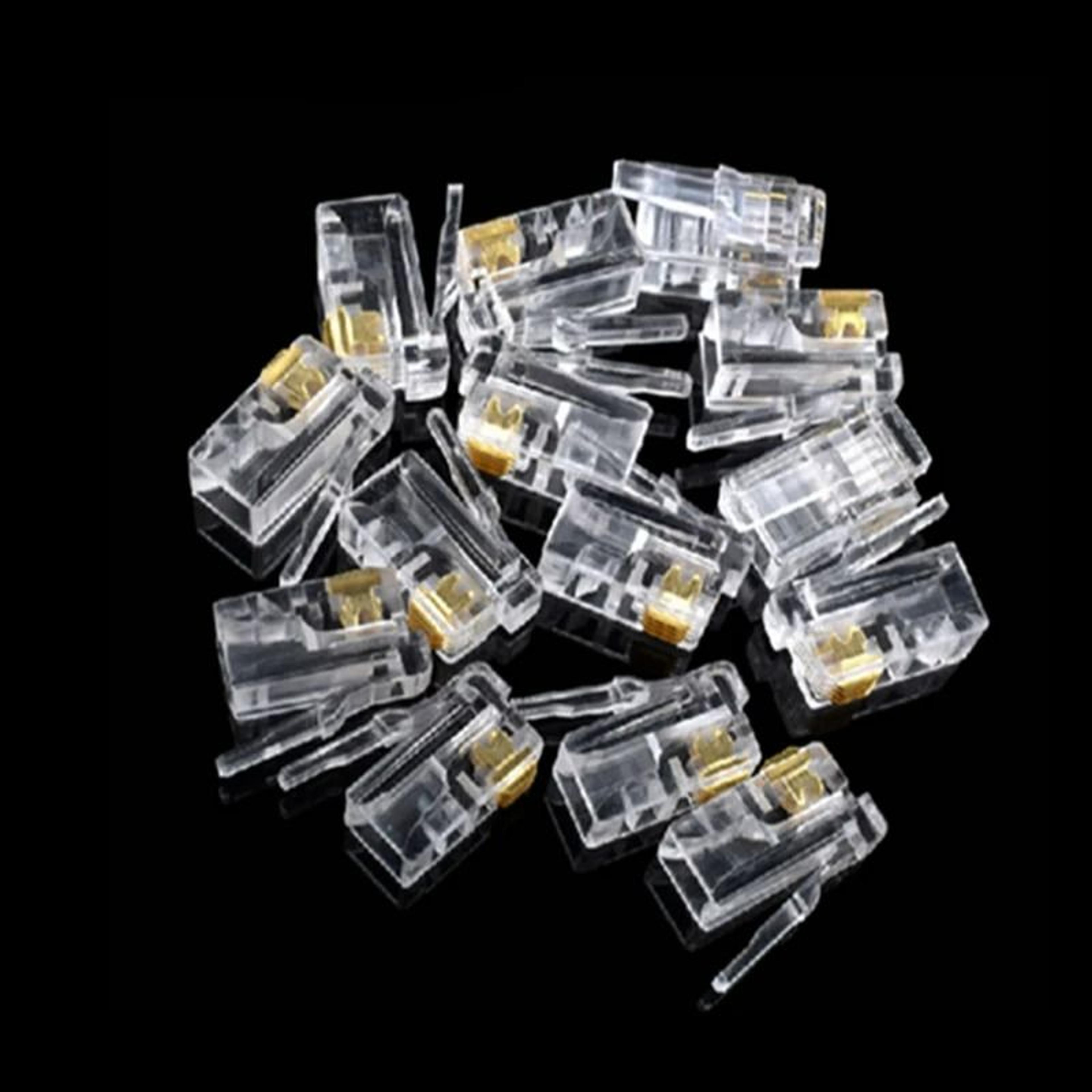 100 Piece 4P4C RJ11 Telephone Modular Plug Jack Crystal Head Connectors 2
