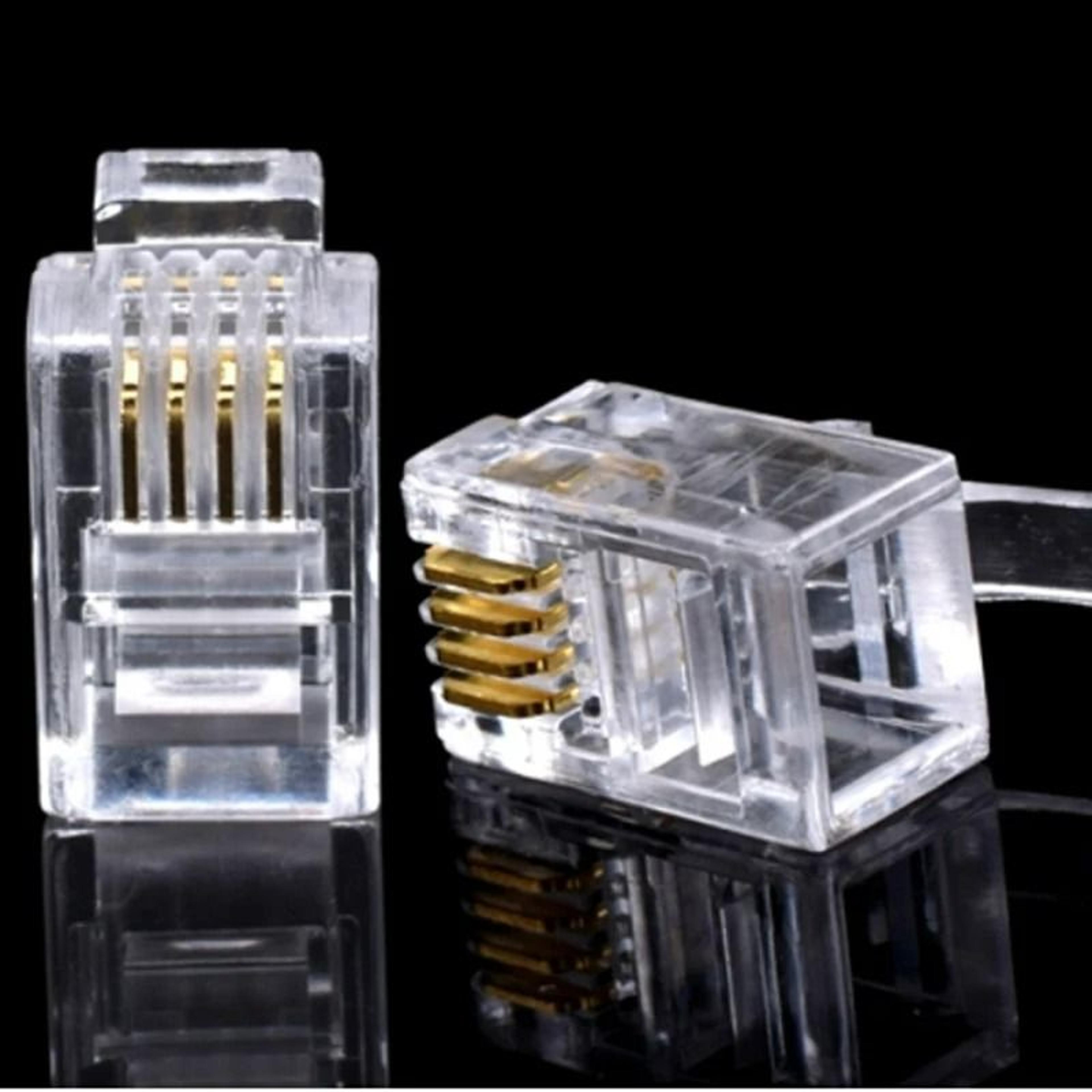 100 Piece 4P4C RJ11 Telephone Modular Plug Jack Crystal Head Connectors 1