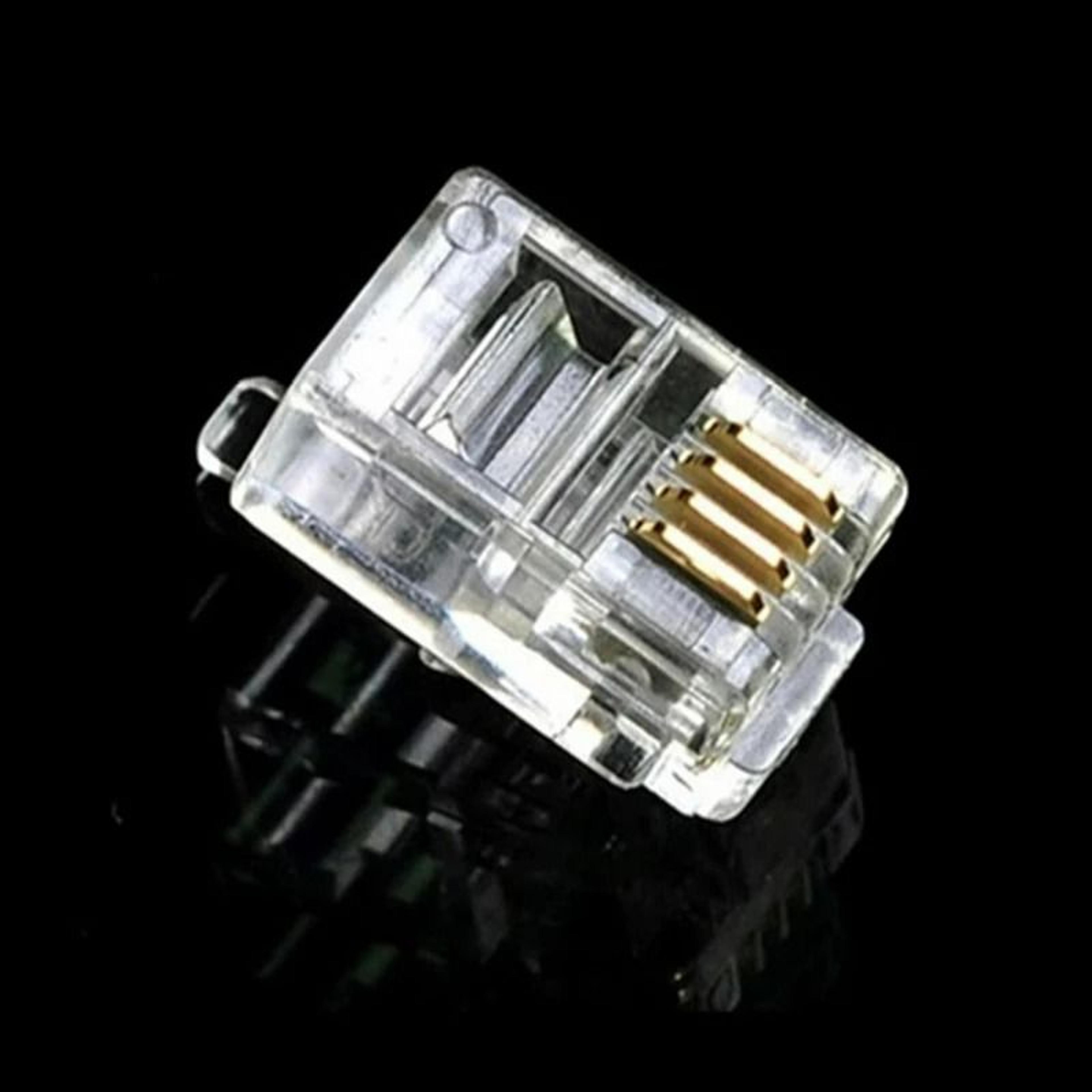 100 Piece 4P4C RJ11 Telephone Modular Plug Jack Crystal Head Connectors 3
