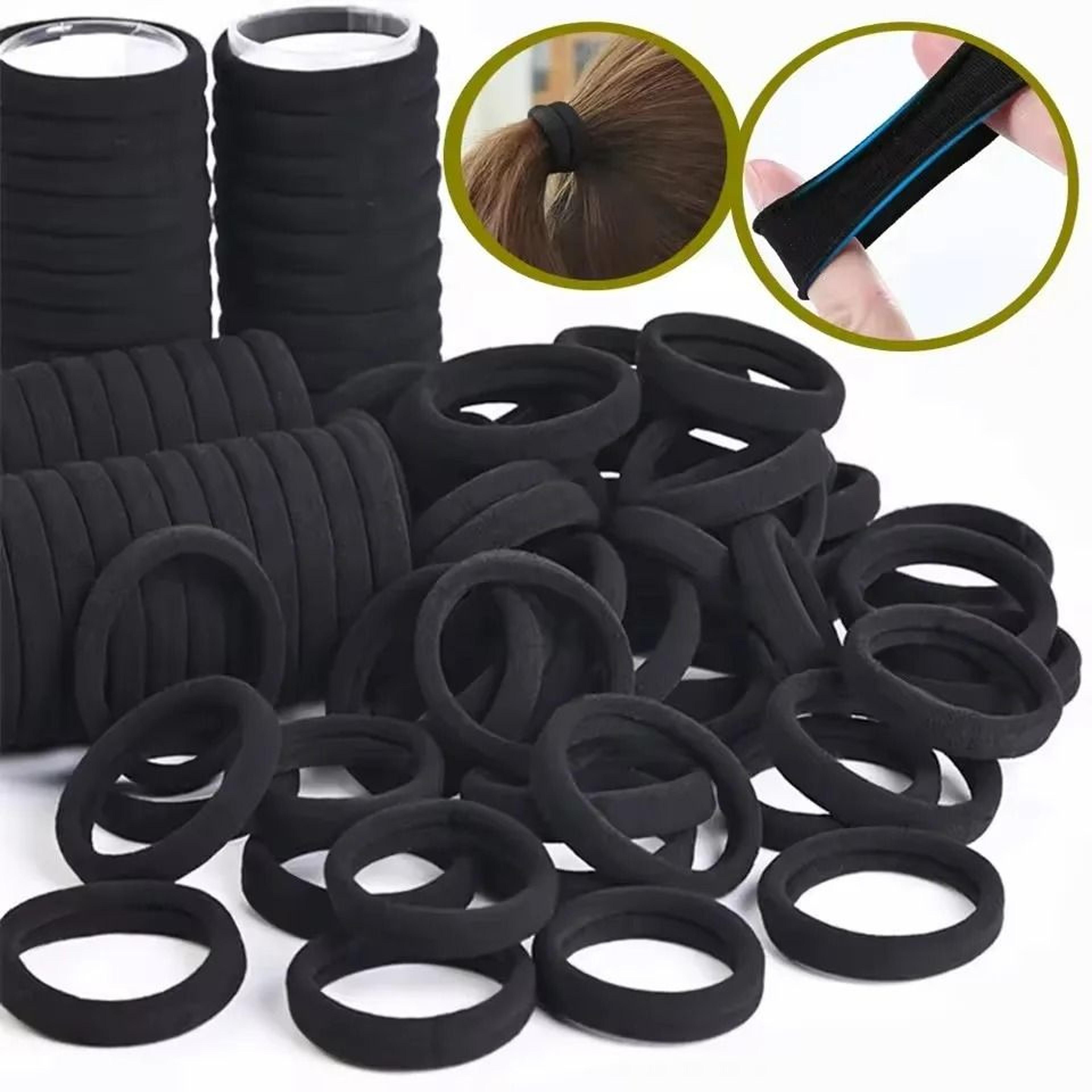 100 piece bulk black high-elasticity seamless hair ties and ponytail holders