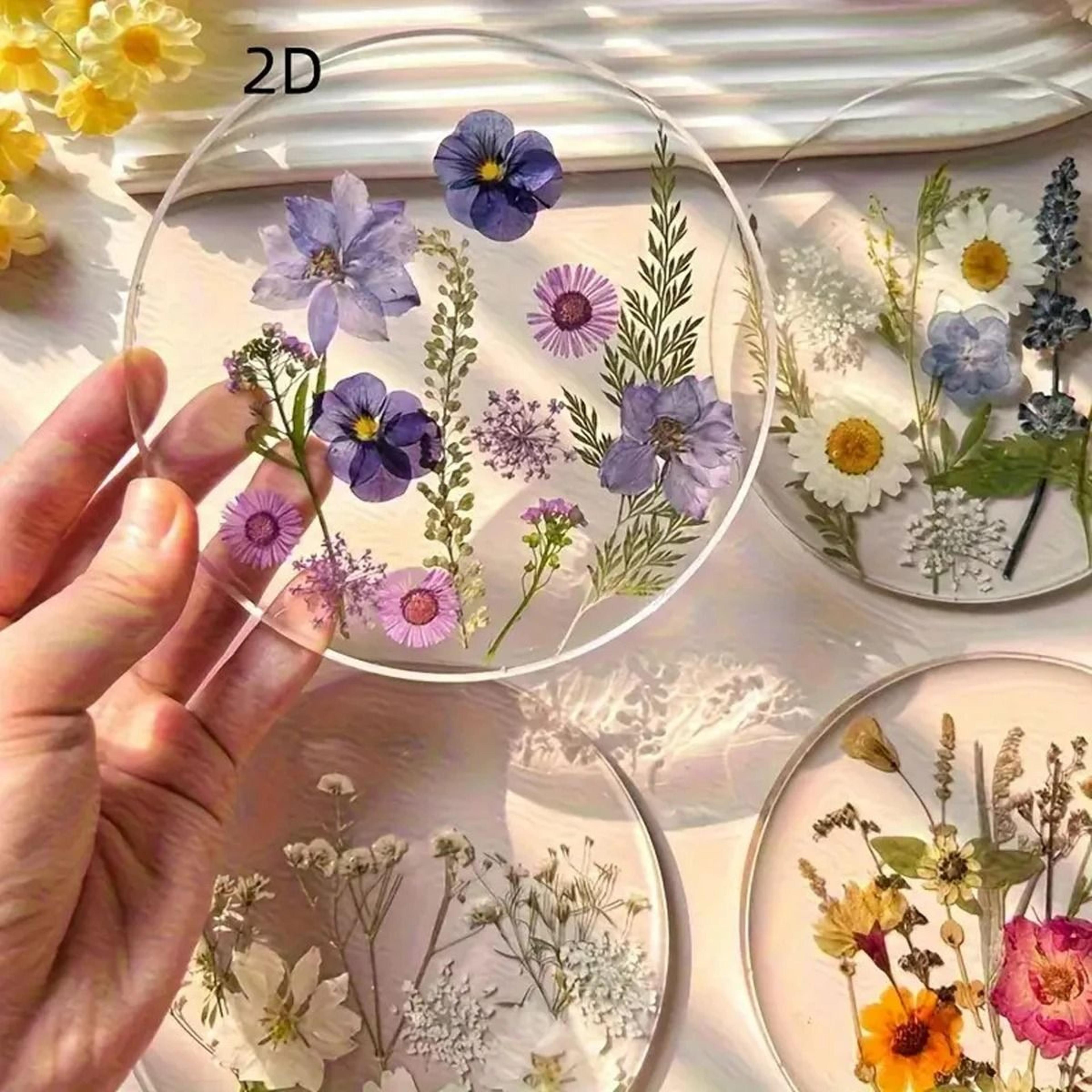 4 Piece Transparent Colorful Wildflower Acrylic Coaster Set For Party Table Decor 2