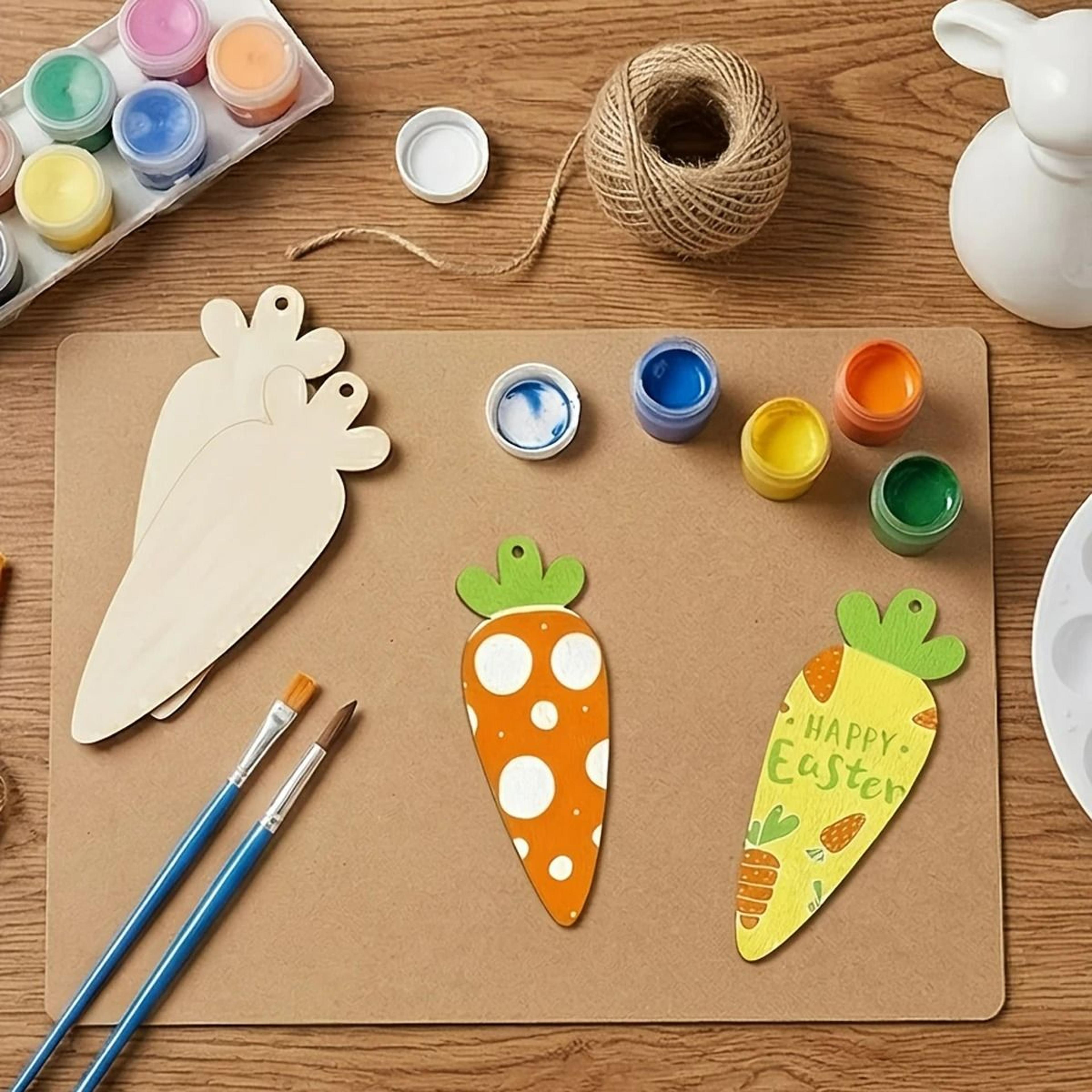 10 Piece Easter Wooden Carrot Hanging Ornaments With Twine For DIY Crafts 2