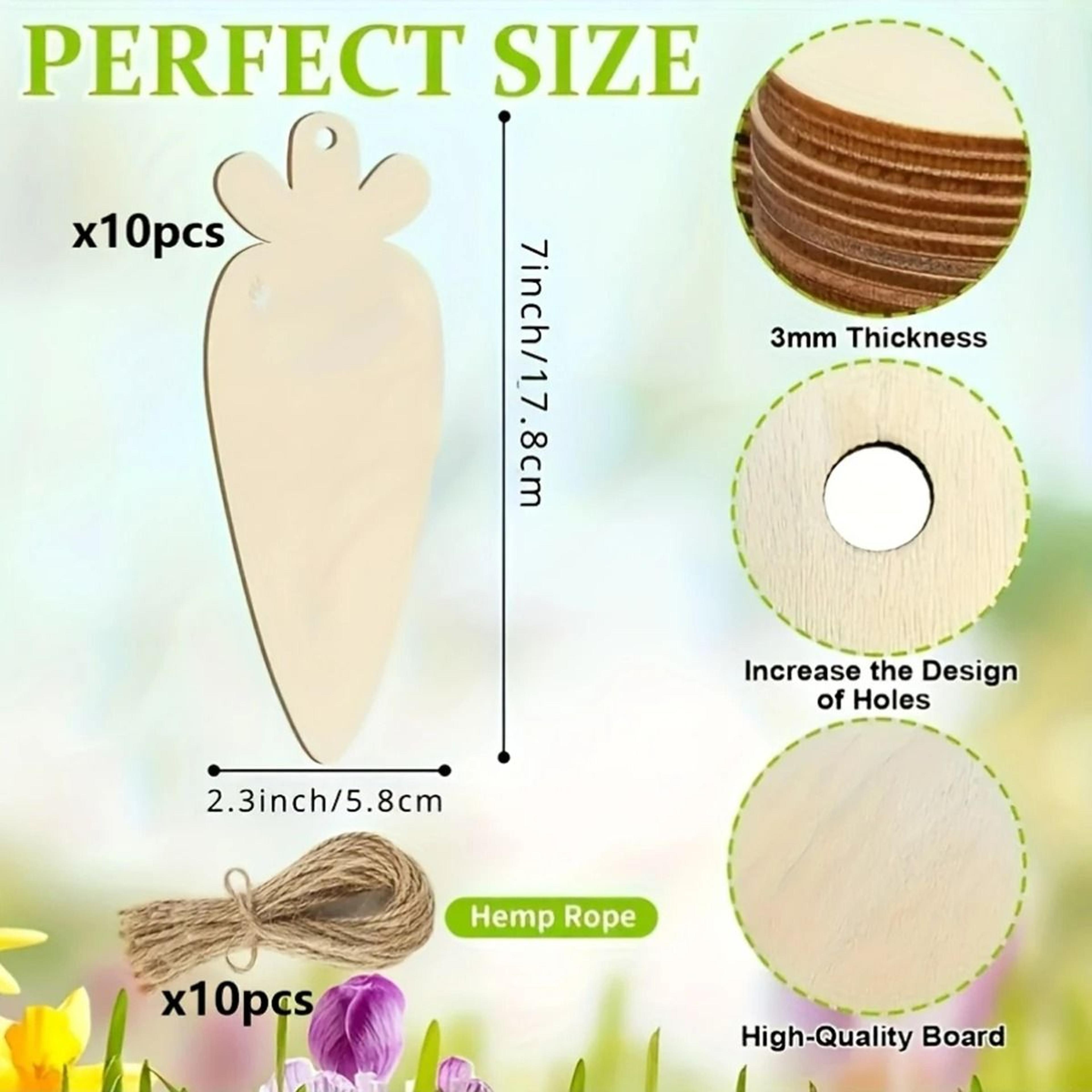 10 Piece Easter Wooden Carrot Hanging Ornaments With Twine For DIY Crafts 1