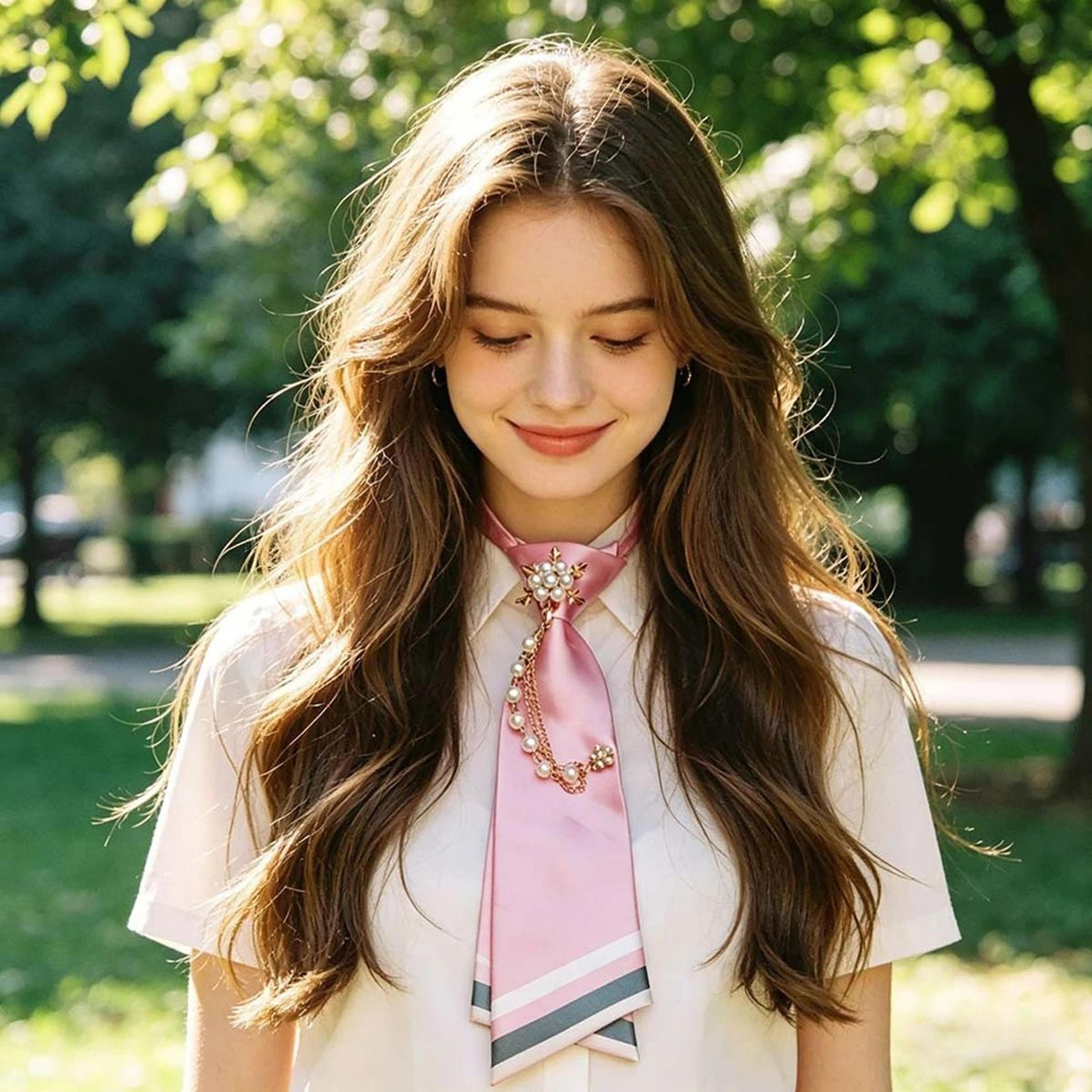 NoSew Beaded Floral DoubleLayer Necktie For Casual Streetwear 2