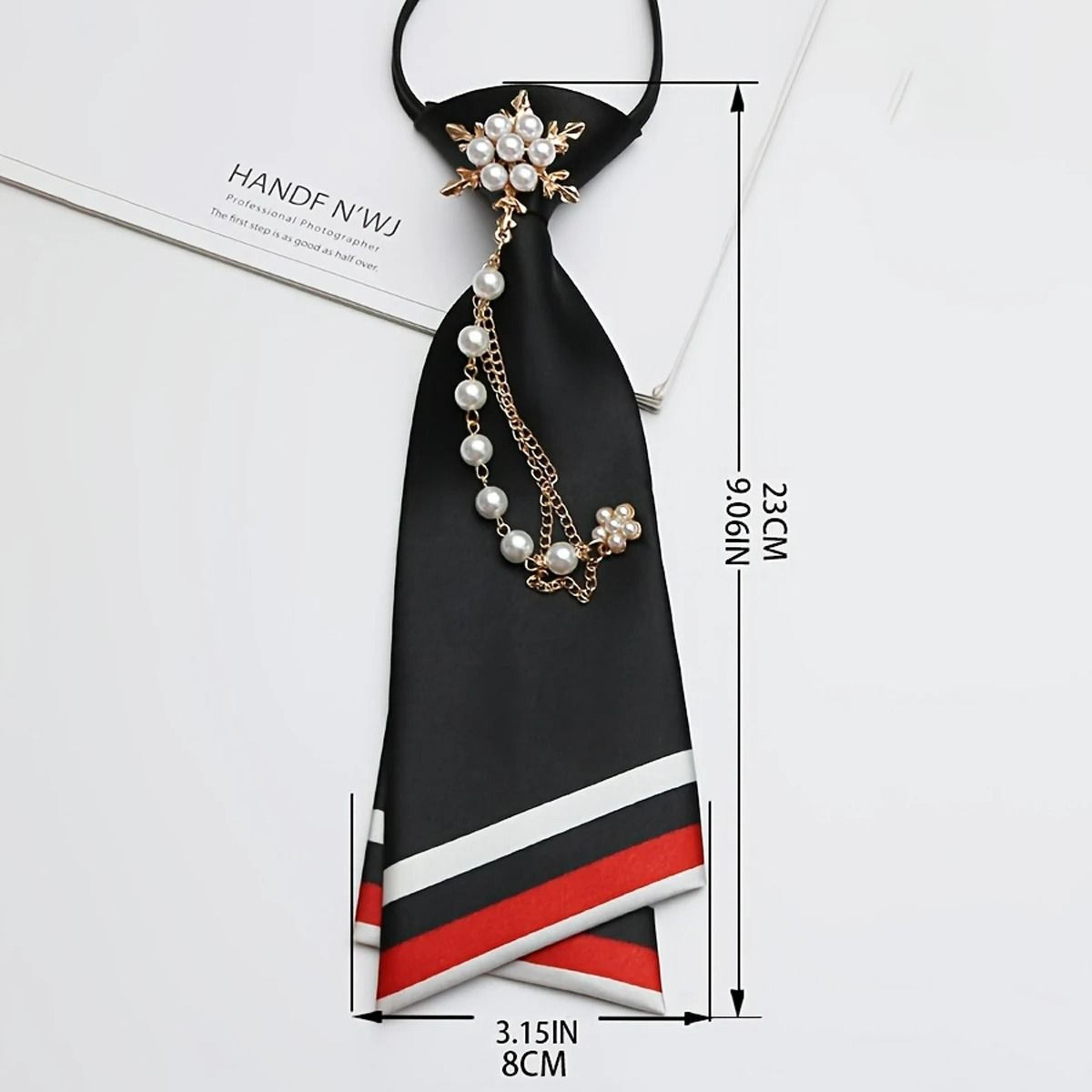 NoSew Beaded Floral DoubleLayer Necktie For Casual Streetwear 1