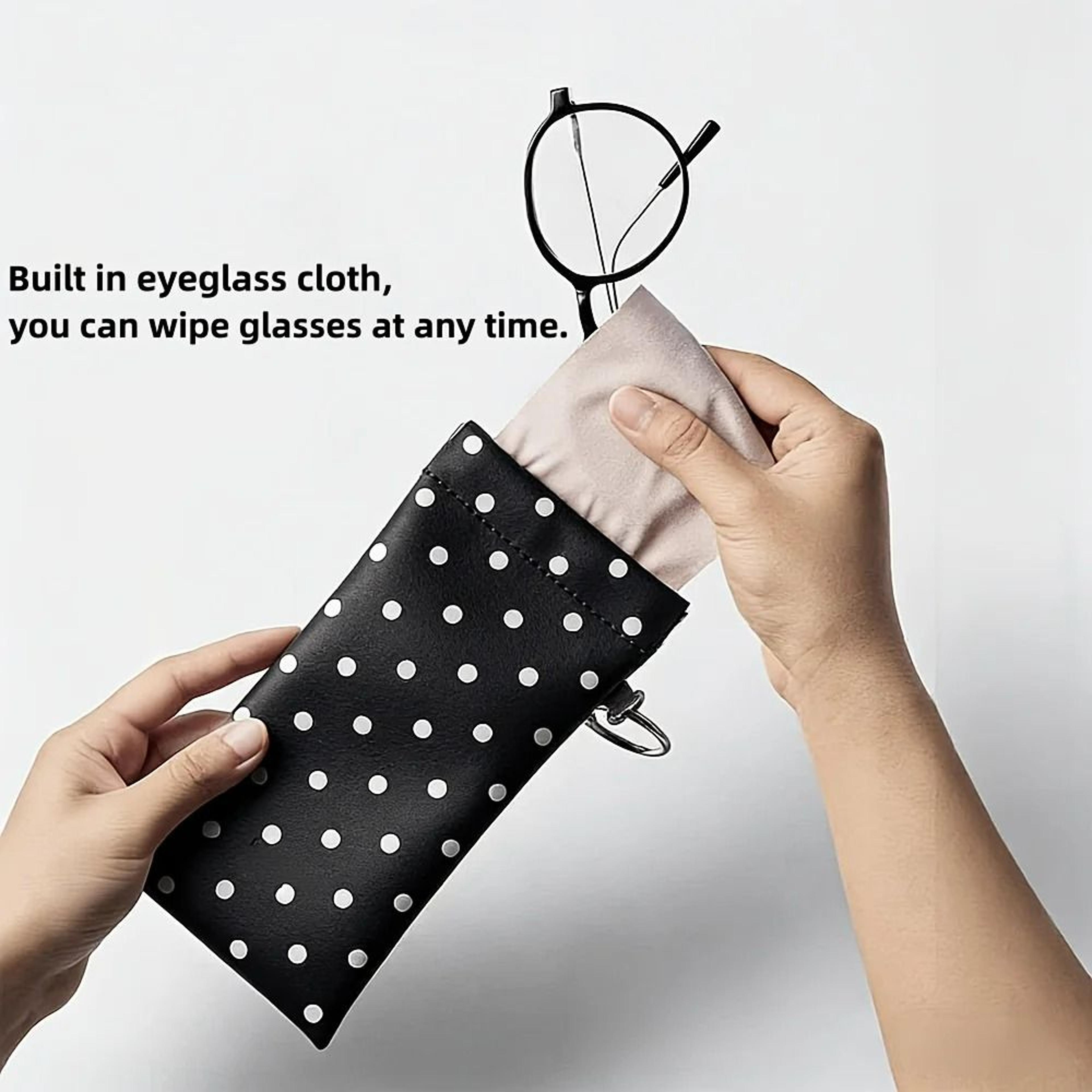 Faux Leather Cute Polka Dot Magnetic Glasses Pouch With Hook And BuiltIn Lens Cloth 5