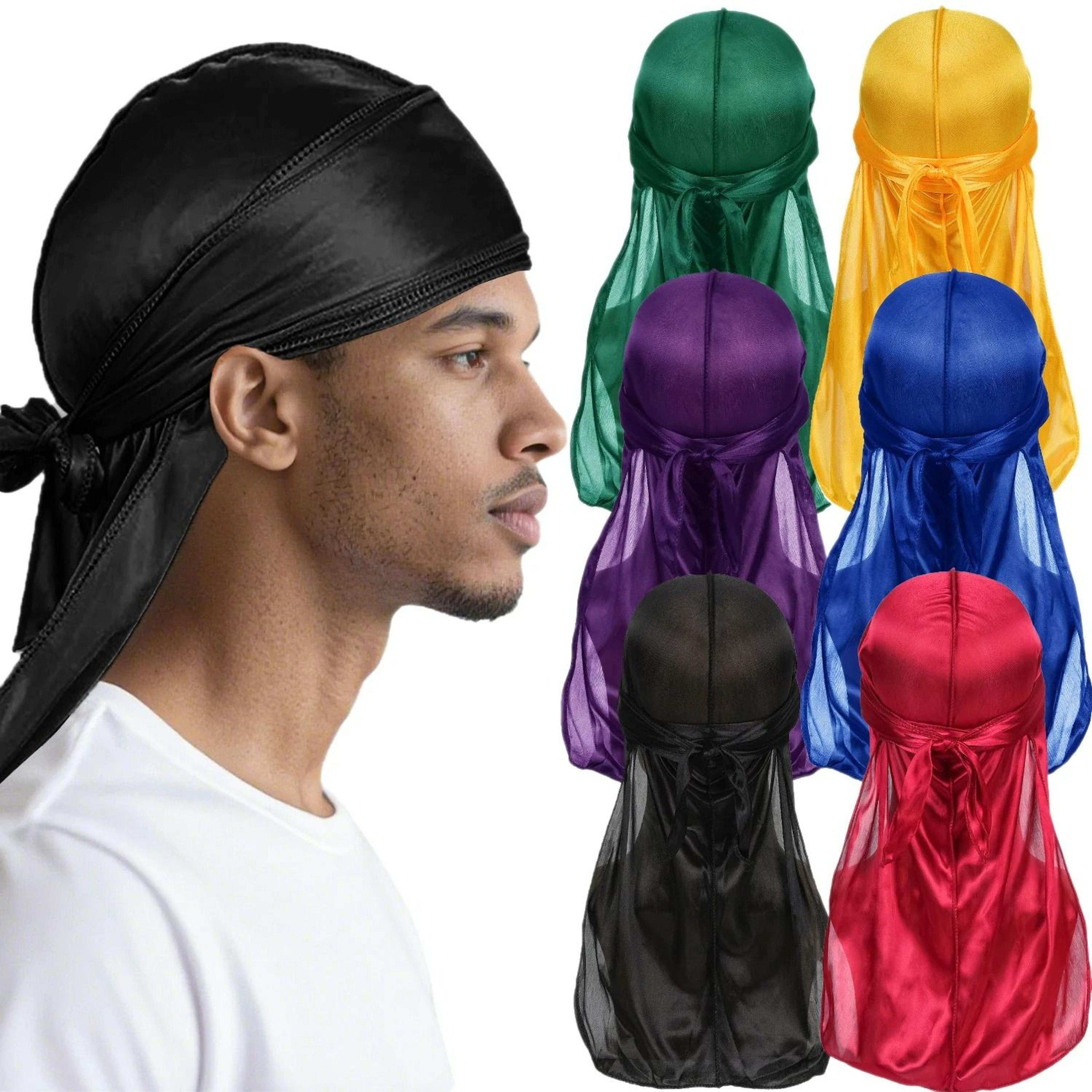 unisex silky satin long tail durag and pirate headband turban