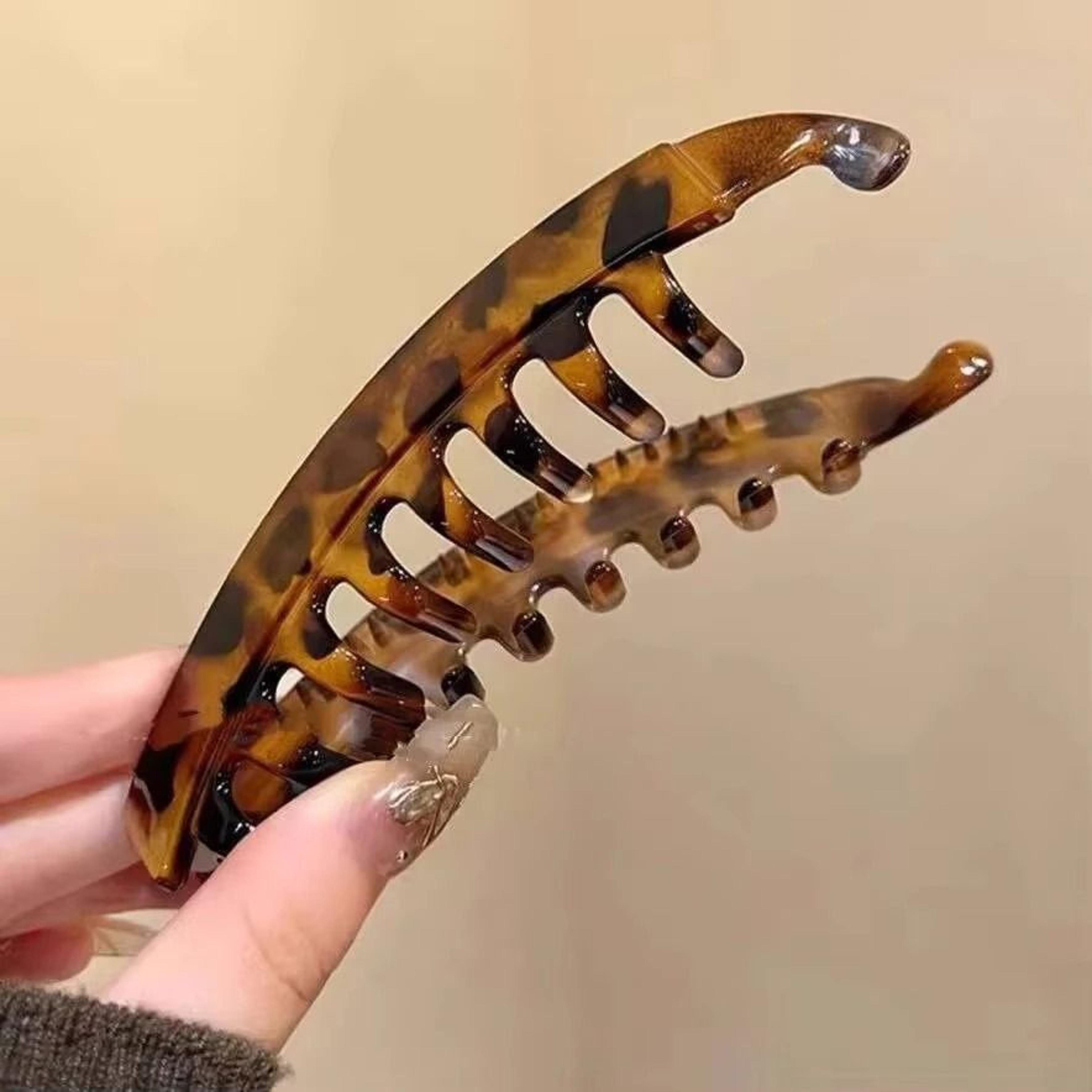 Tortoiseshell FishShaped Banana Hair Clip And Ponytail Twist Clamp 3
