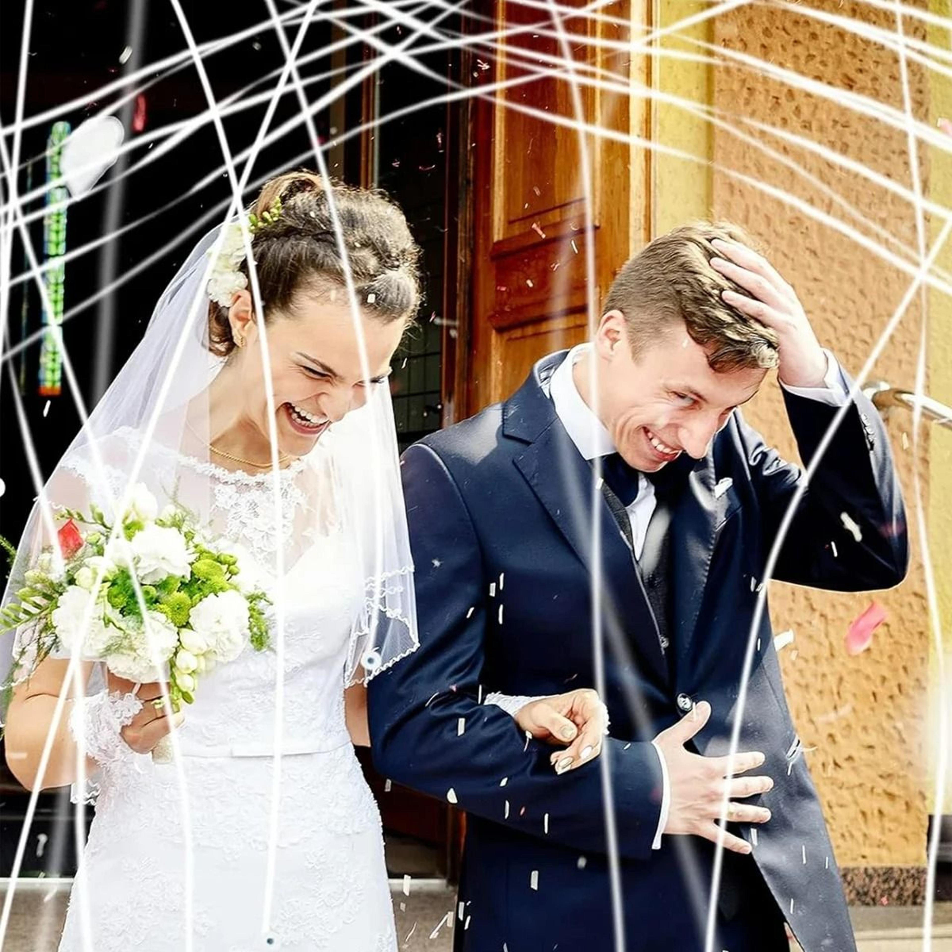10Piece Romantic White HandThrow Streamers And Confetti Crackers For Weddings And Celebrations 5