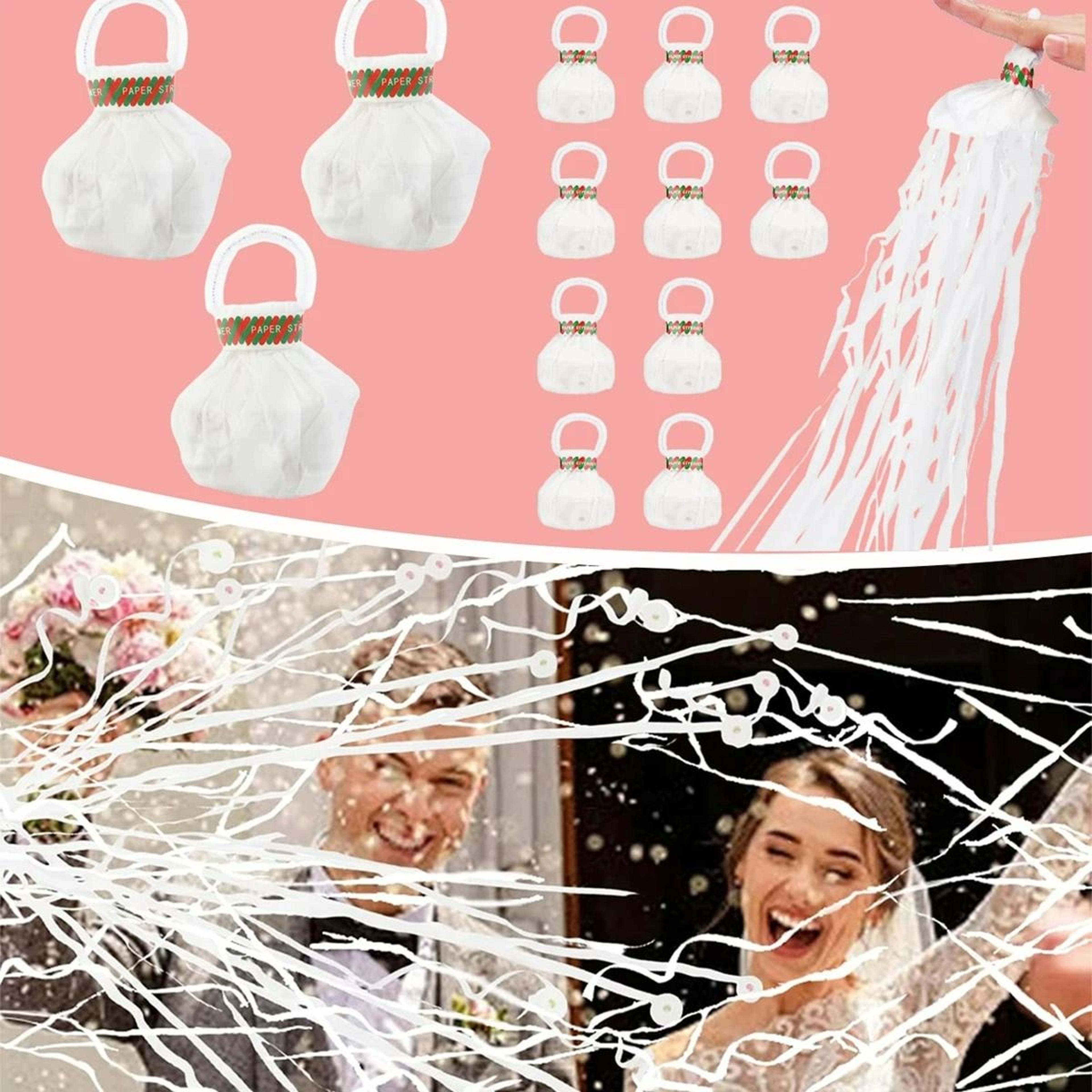 10Piece Romantic White HandThrow Streamers And Confetti Crackers For Weddings And Celebrations 2
