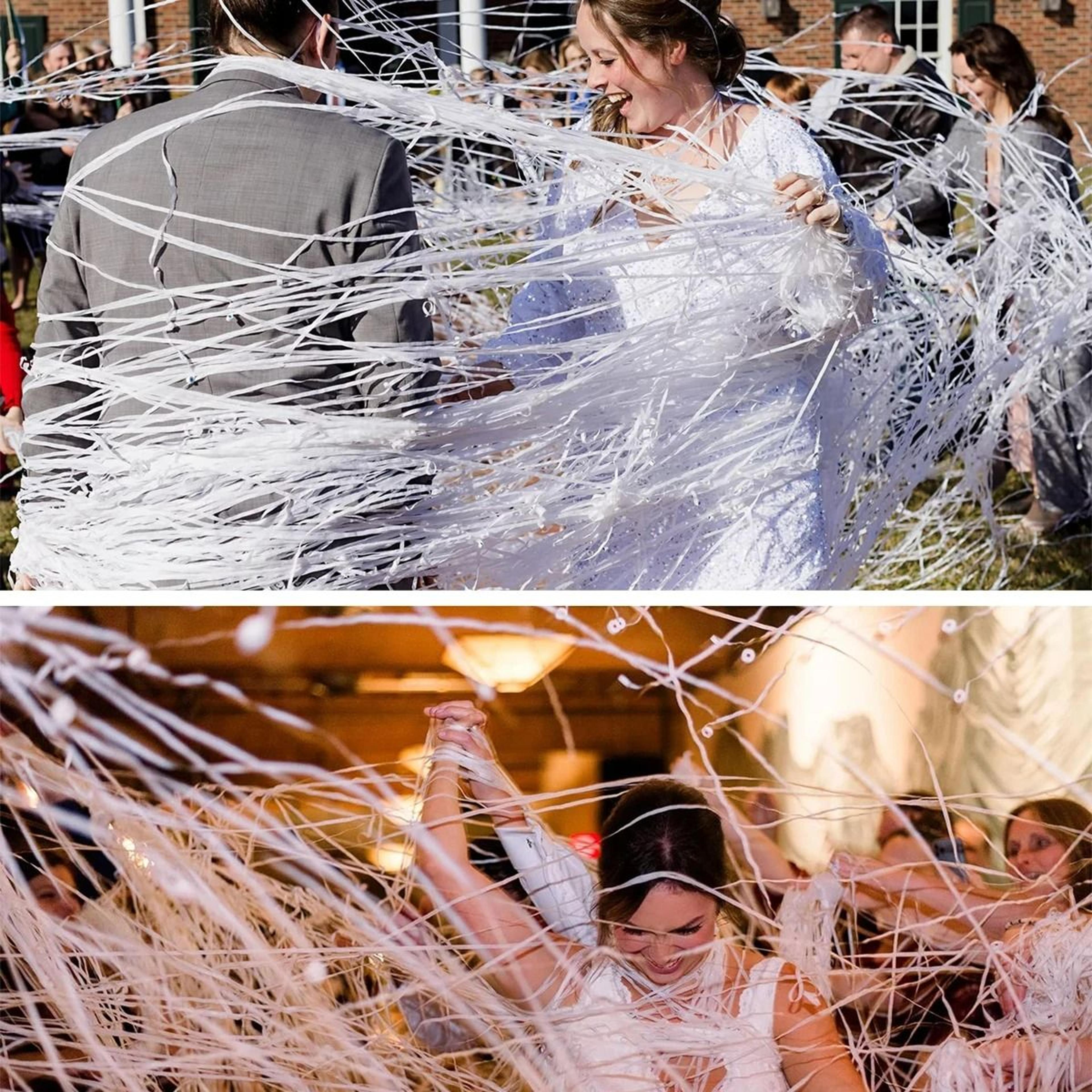 10Piece Romantic White HandThrow Streamers And Confetti Crackers For Weddings And Celebrations 4