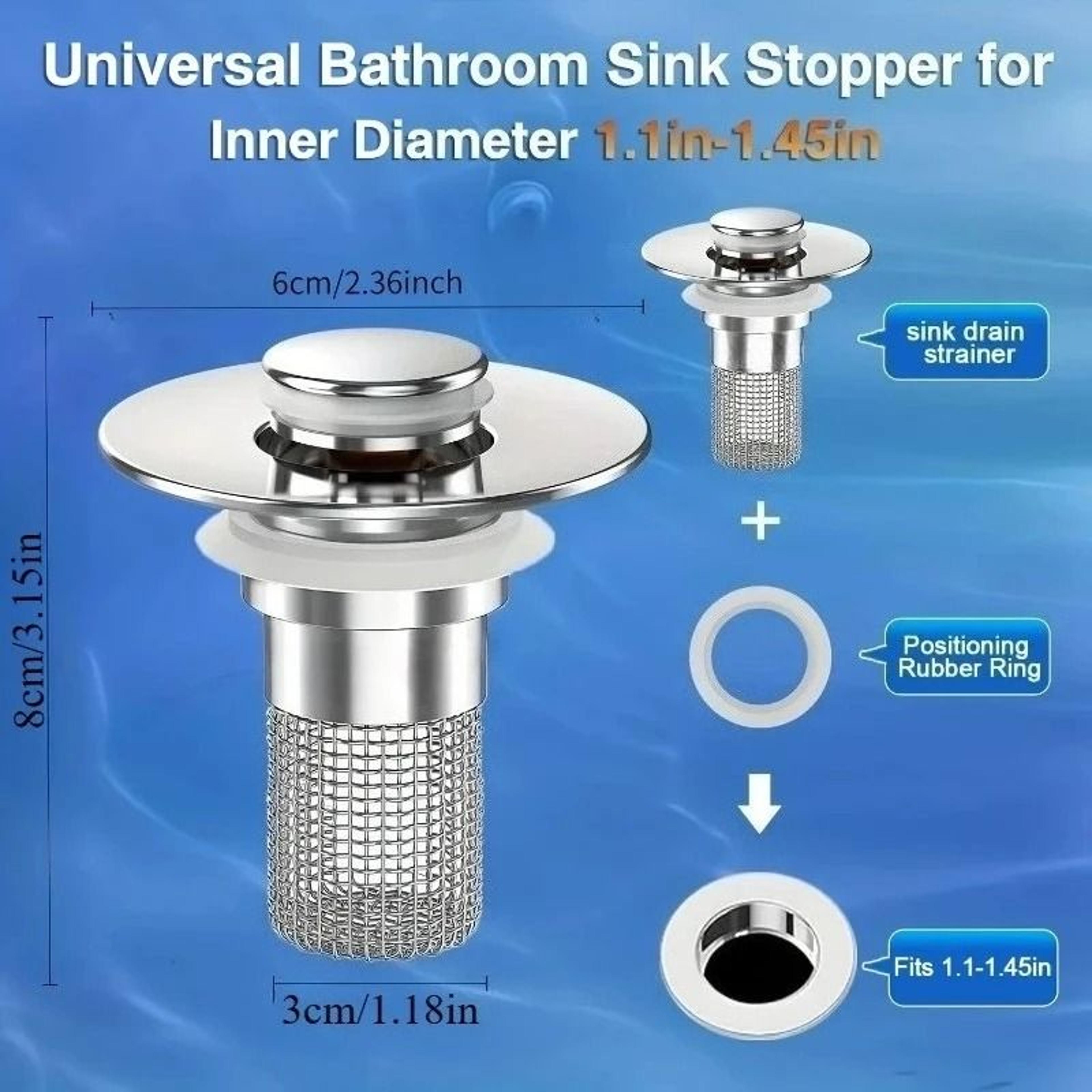 2Piece Stainless Steel PopUp Sink Drain Plug Strainer With Removable ClogPreventing Basket 1