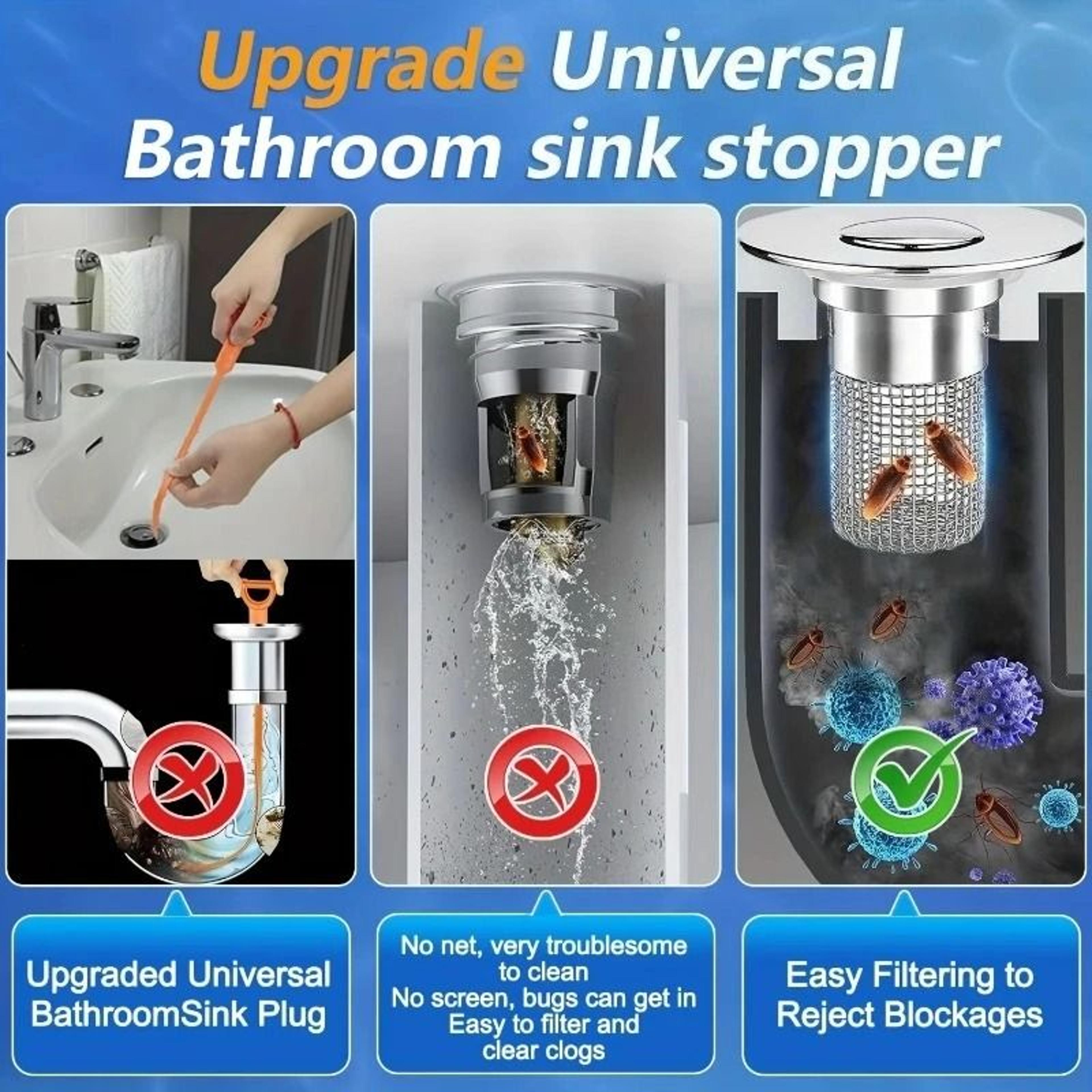 2Piece Stainless Steel PopUp Sink Drain Plug Strainer With Removable ClogPreventing Basket 2