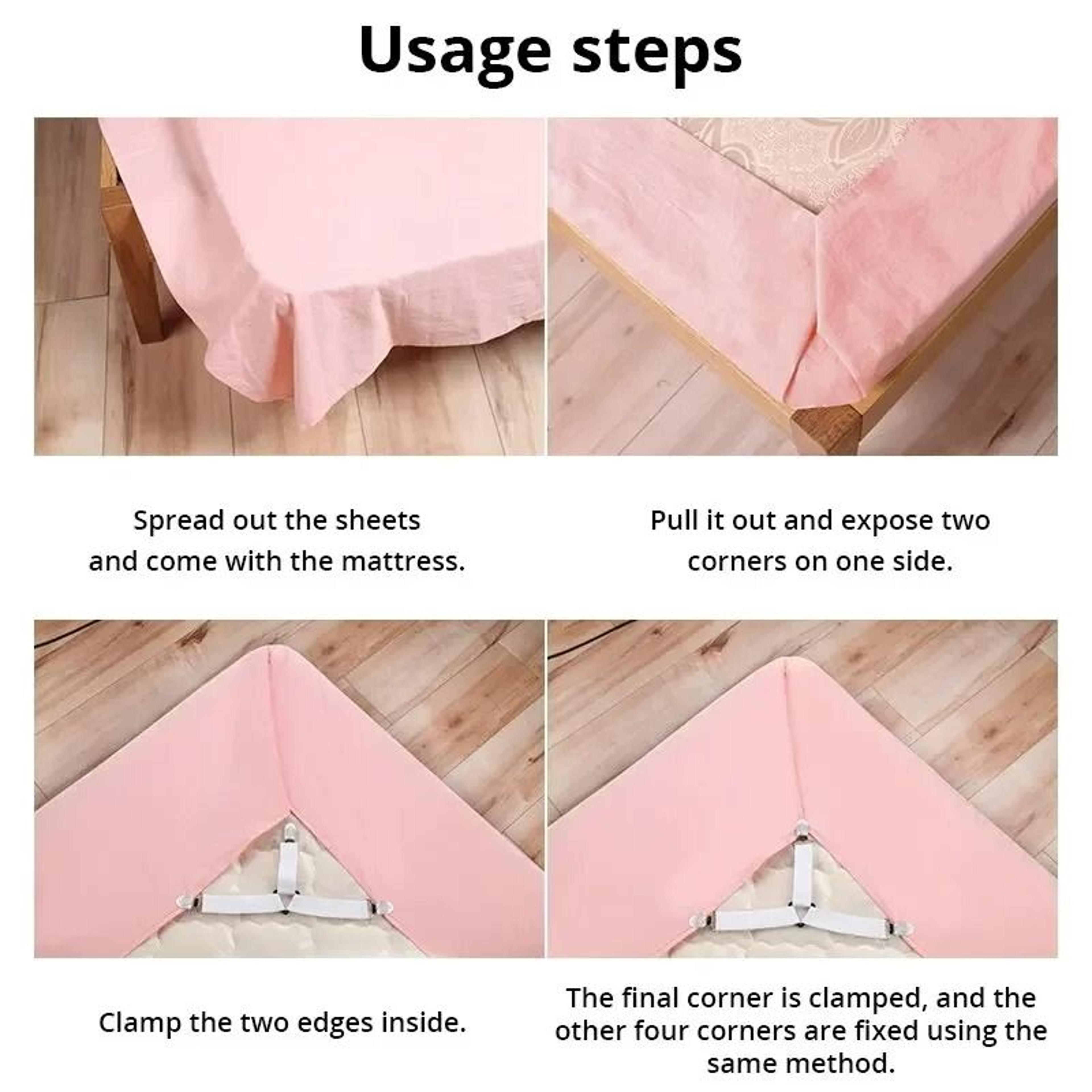 4Piece Adjustable Elastic Bed Sheet Fasteners And Mattress Cover Clip Holders 2