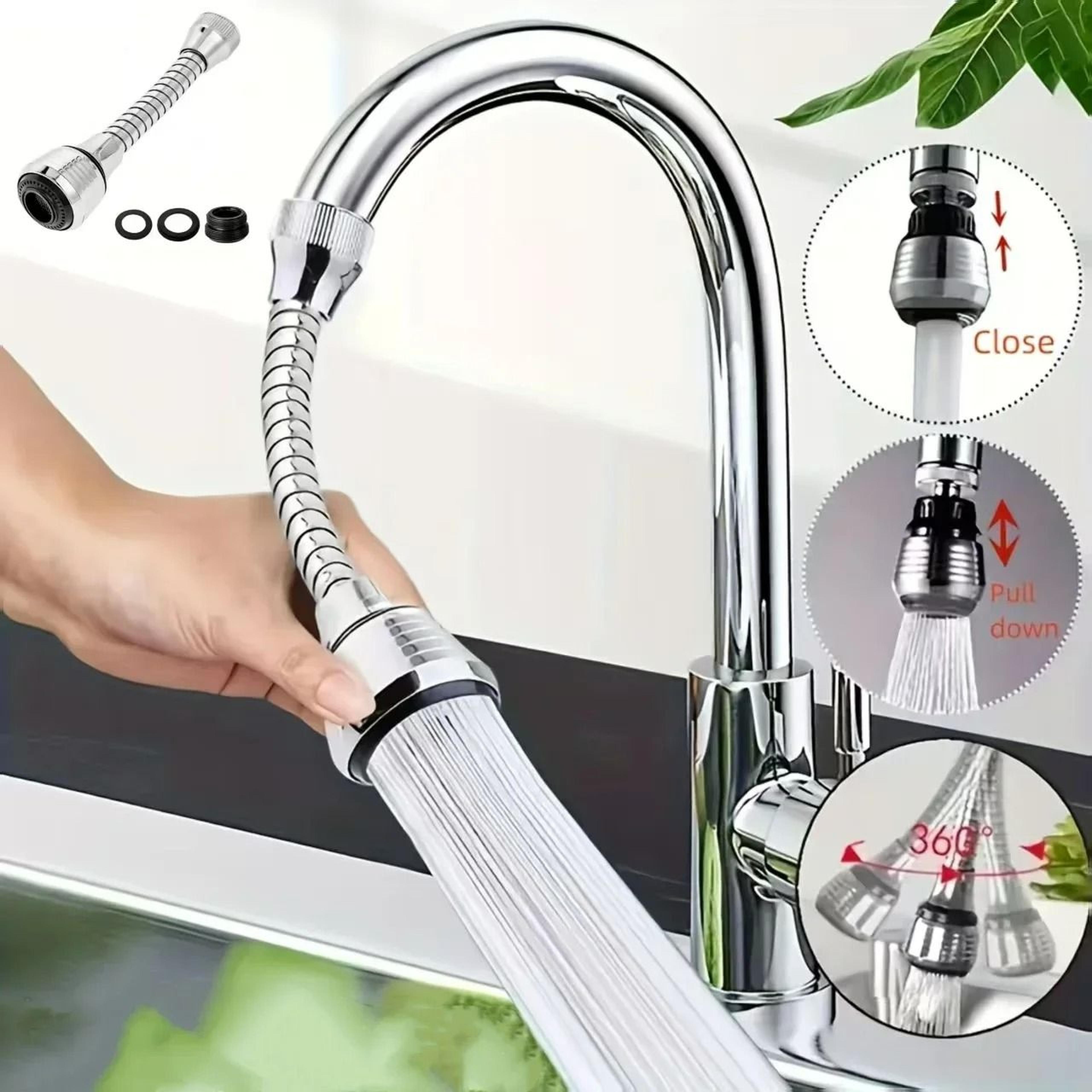 1Piece 360Degree Rotating Kitchen Faucet Pressurized AntiSplash Extension Sprayer 2