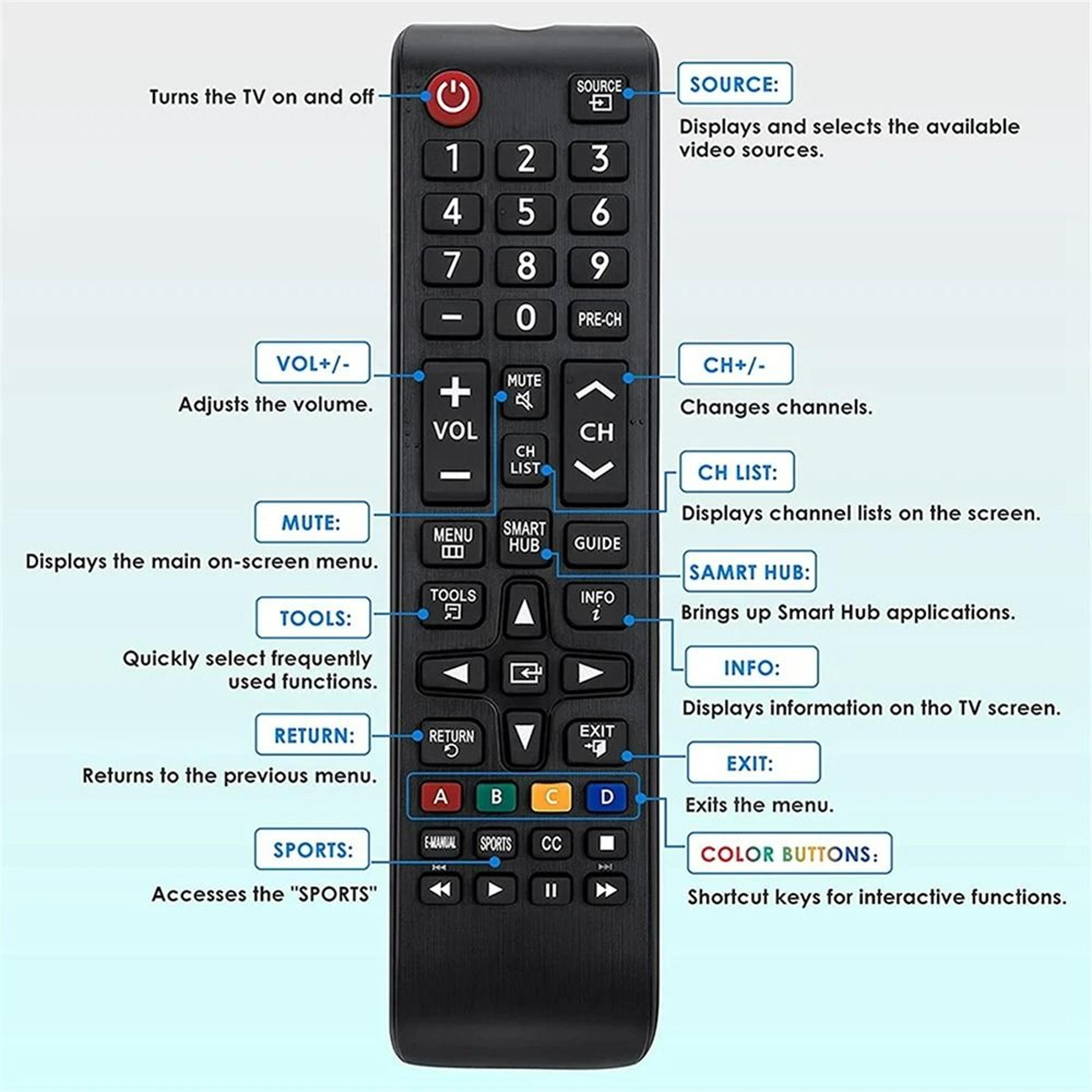Replacement Universal Remote Control For Samsung LCD LED  HD Smart TVs AA5900741A 4