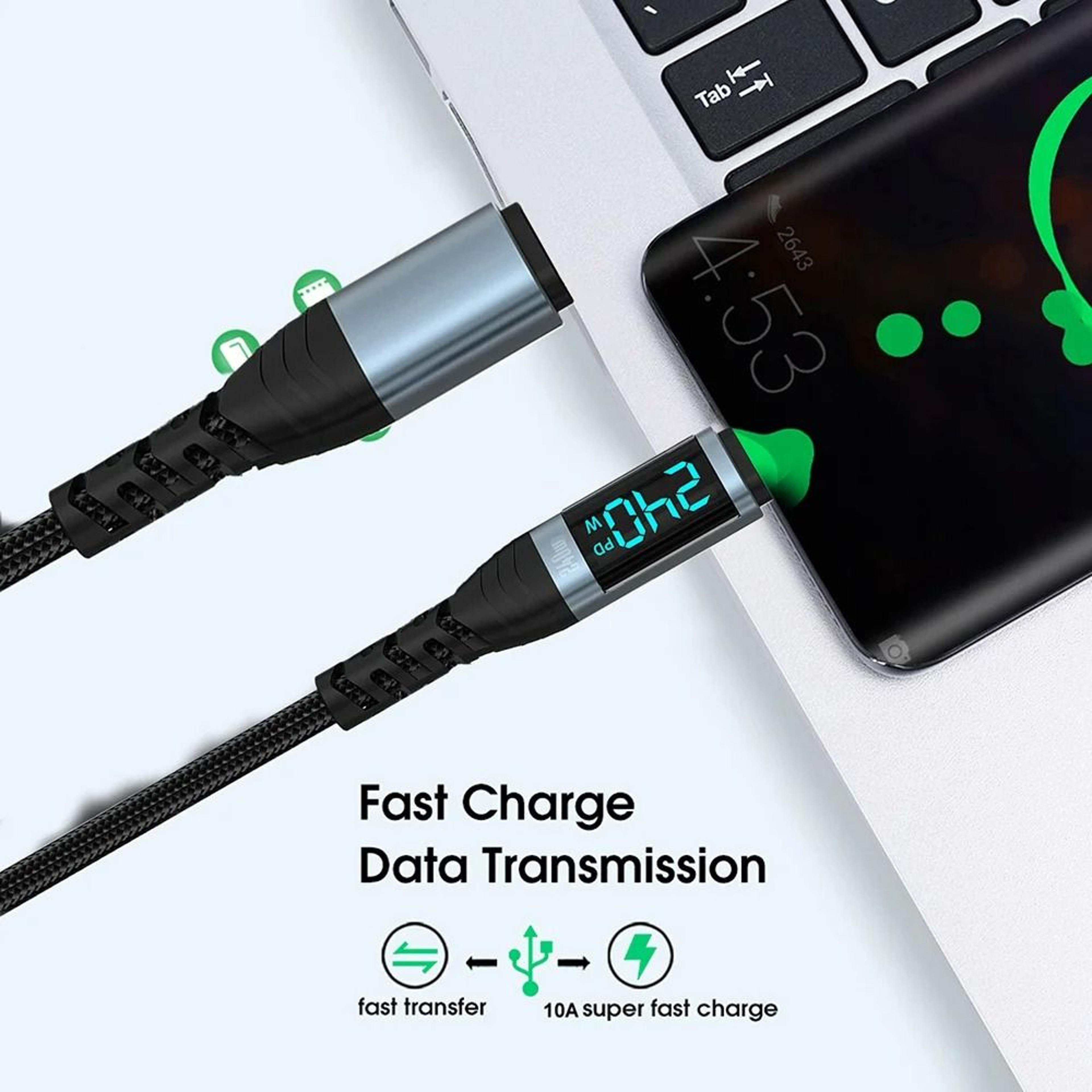 240W Digital Display USB C Fast Charging Cable Ultra High Speed Type C Data Cord 1