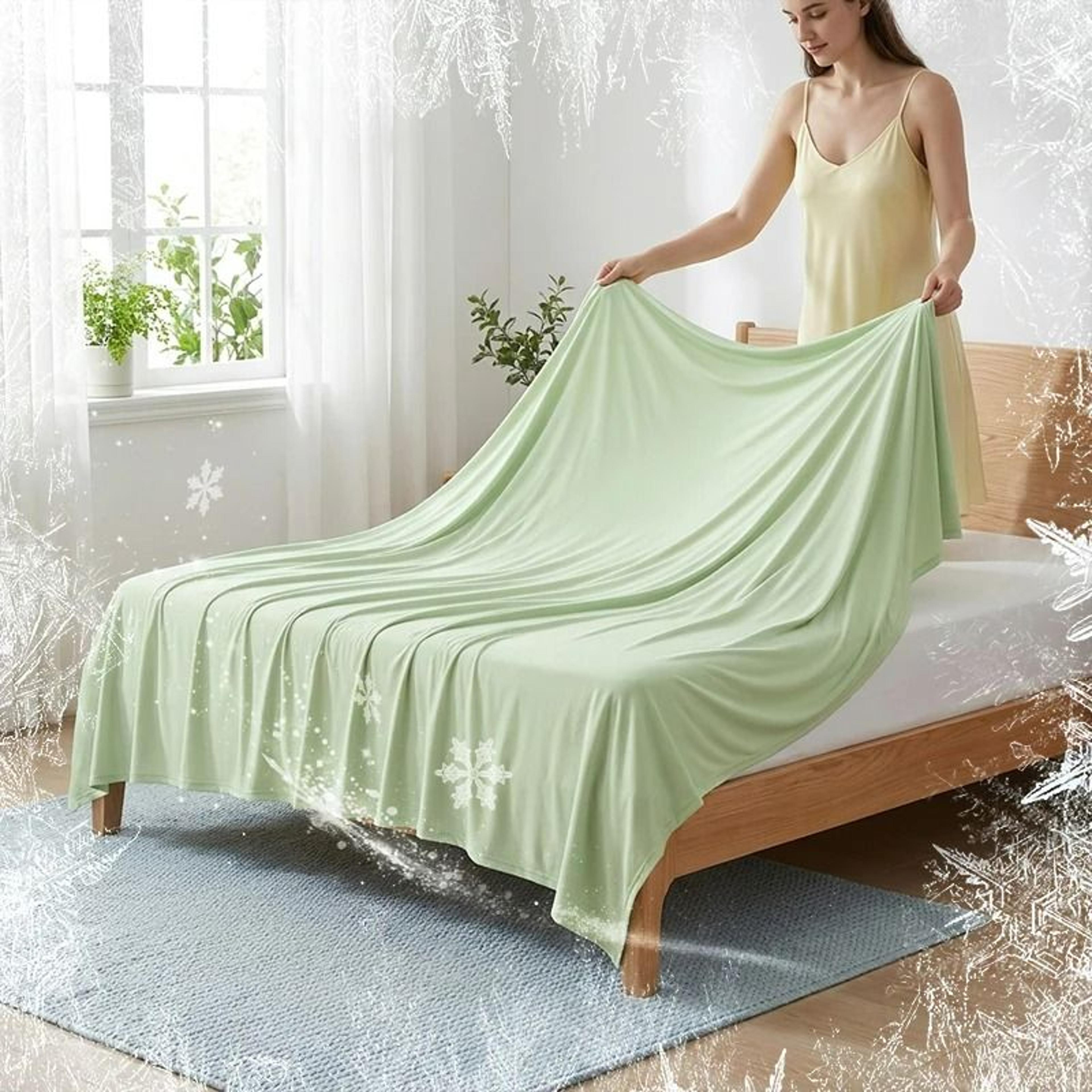 Summer Ice Silk Cooling Bed Blanket Lightweight Breathable Air Conditioning Quilt 4
