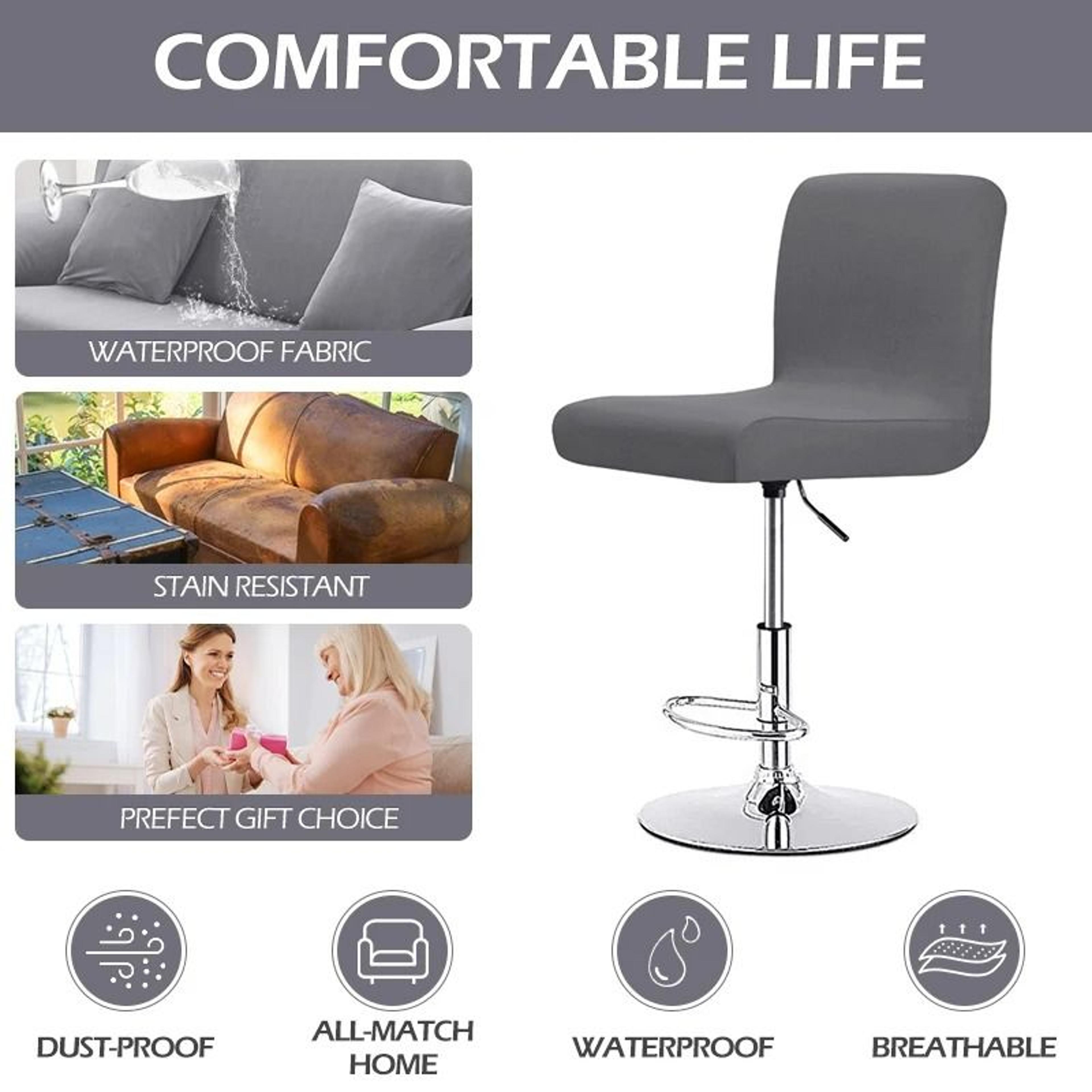 Real Waterproof Fabric Bar Chair Cover Stretch Short Back Slipcover 6